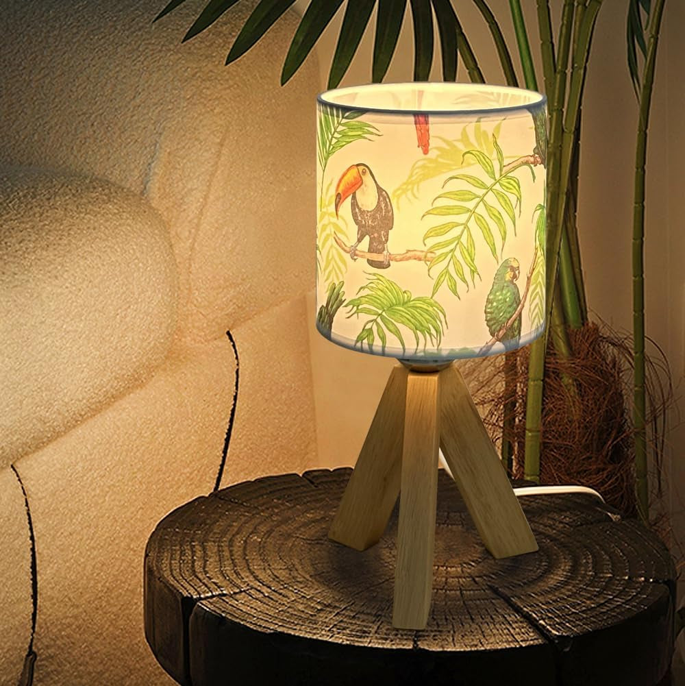 Bedside Table Lamp Nightstand Bedroom Lamp with Fabric Shade Tripod Bedside Lamp for Bedroom Living Room Office (LED Bulbs Included)