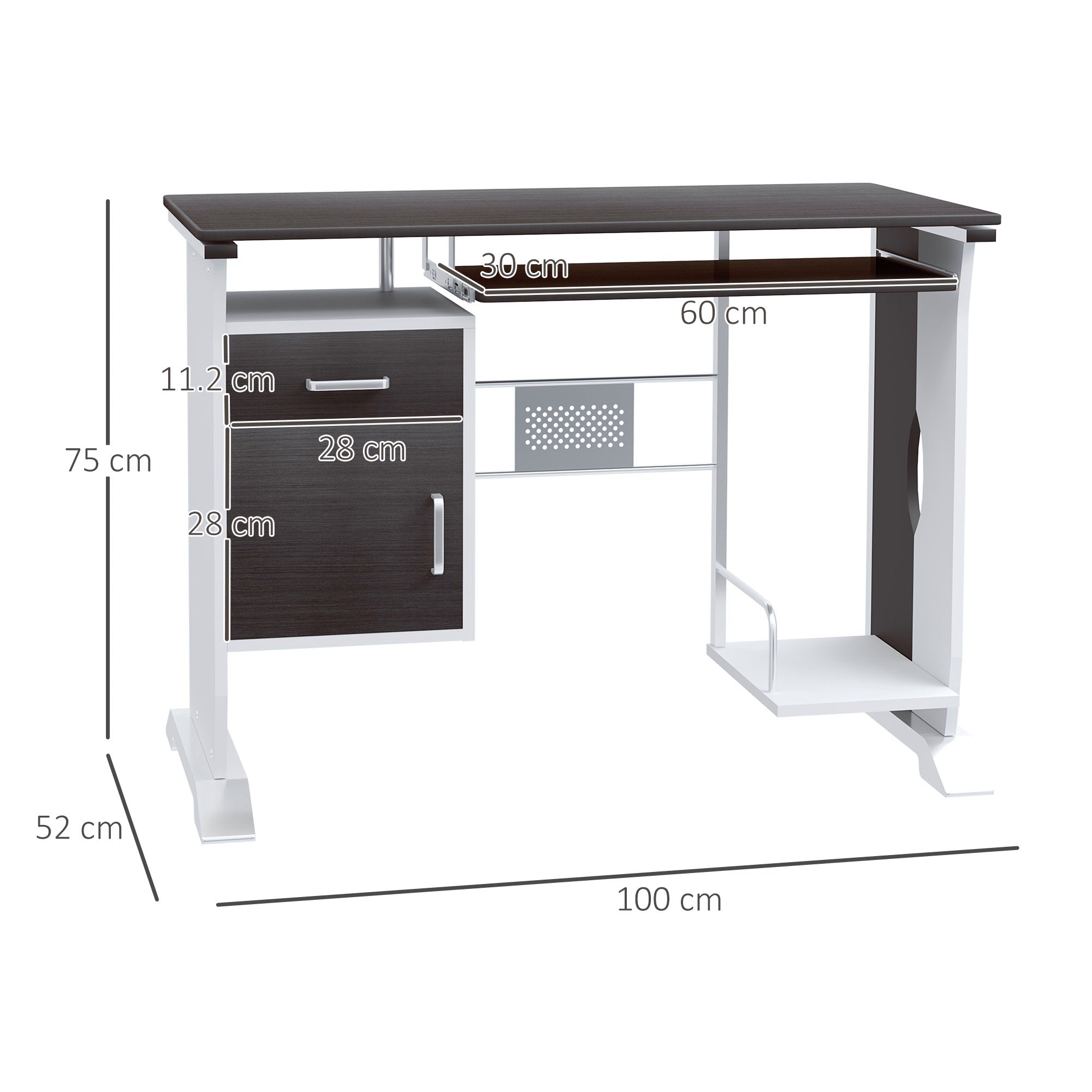 Computer Desk Workstation Table Sliding Keyboard Shelf Wood Drawer Office Home