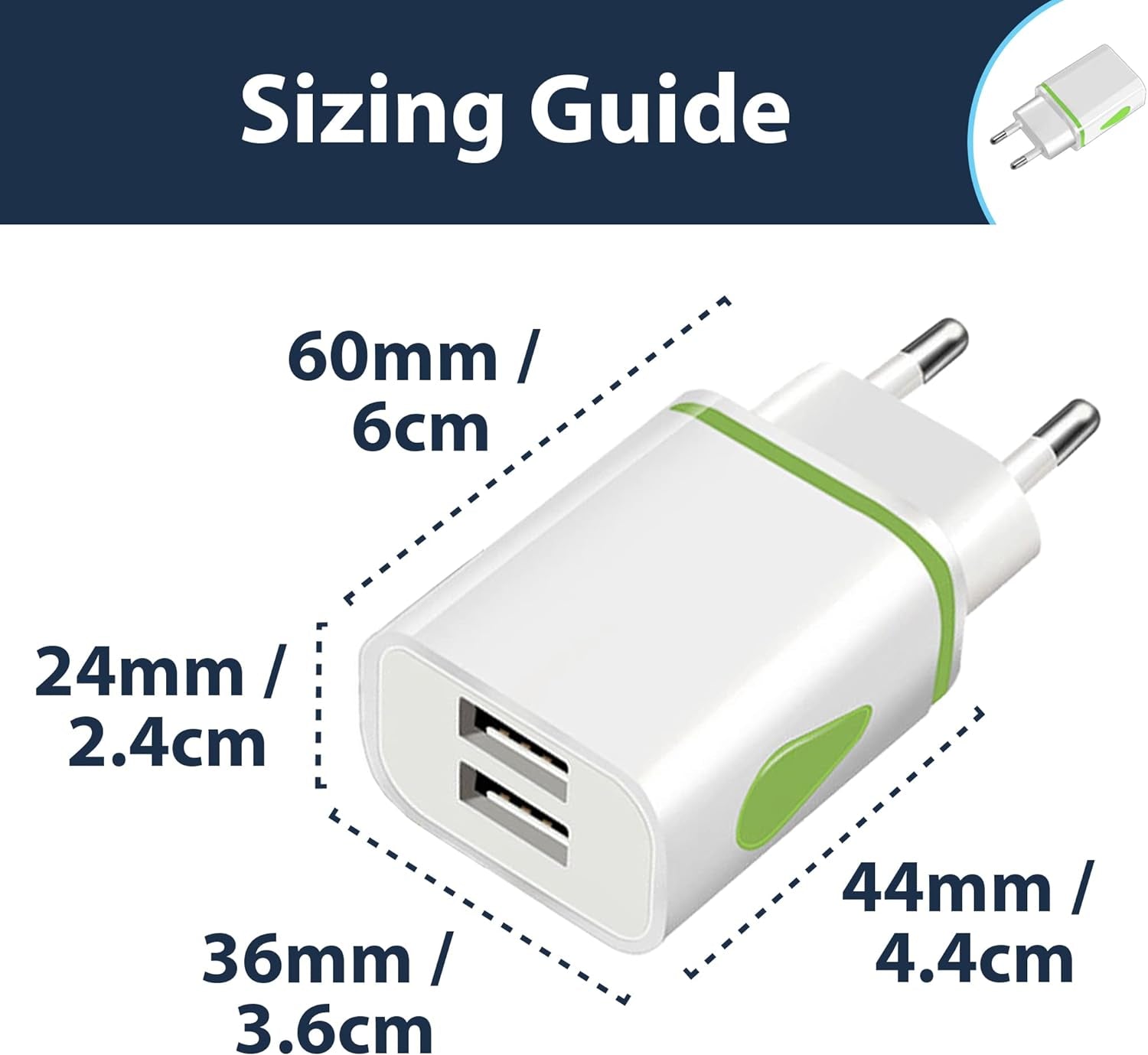 European USB Plug Adapter - European USB Charger Plug with 2 USB Ports - European Plug Adapter - Continental EU Travel Adapter - EU USB Plug Adaptor for Greece Turkey France Spain Italy