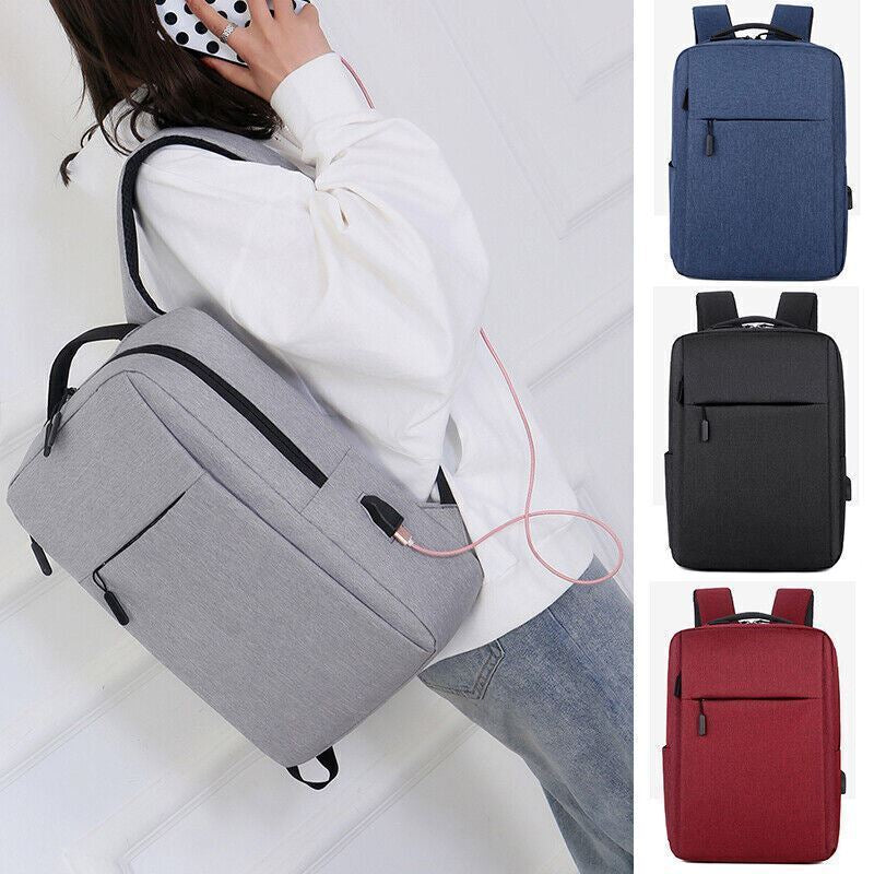 Mens Women Laptop Backpack Waterproof USB Rucksack Travel School Shoulder Bag