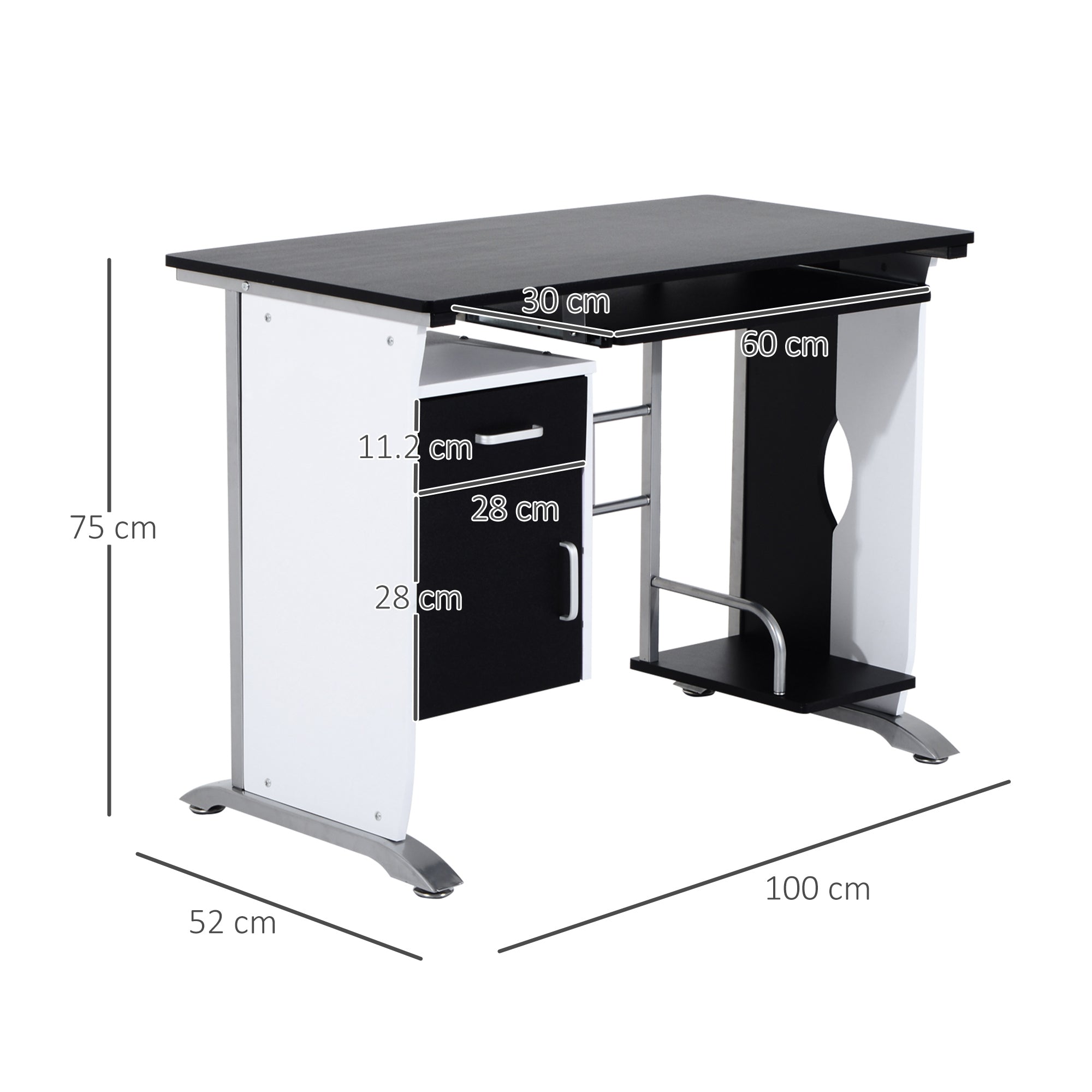 Computer Desk Workstation Table Sliding Keyboard Shelf Wood Drawer Office Home