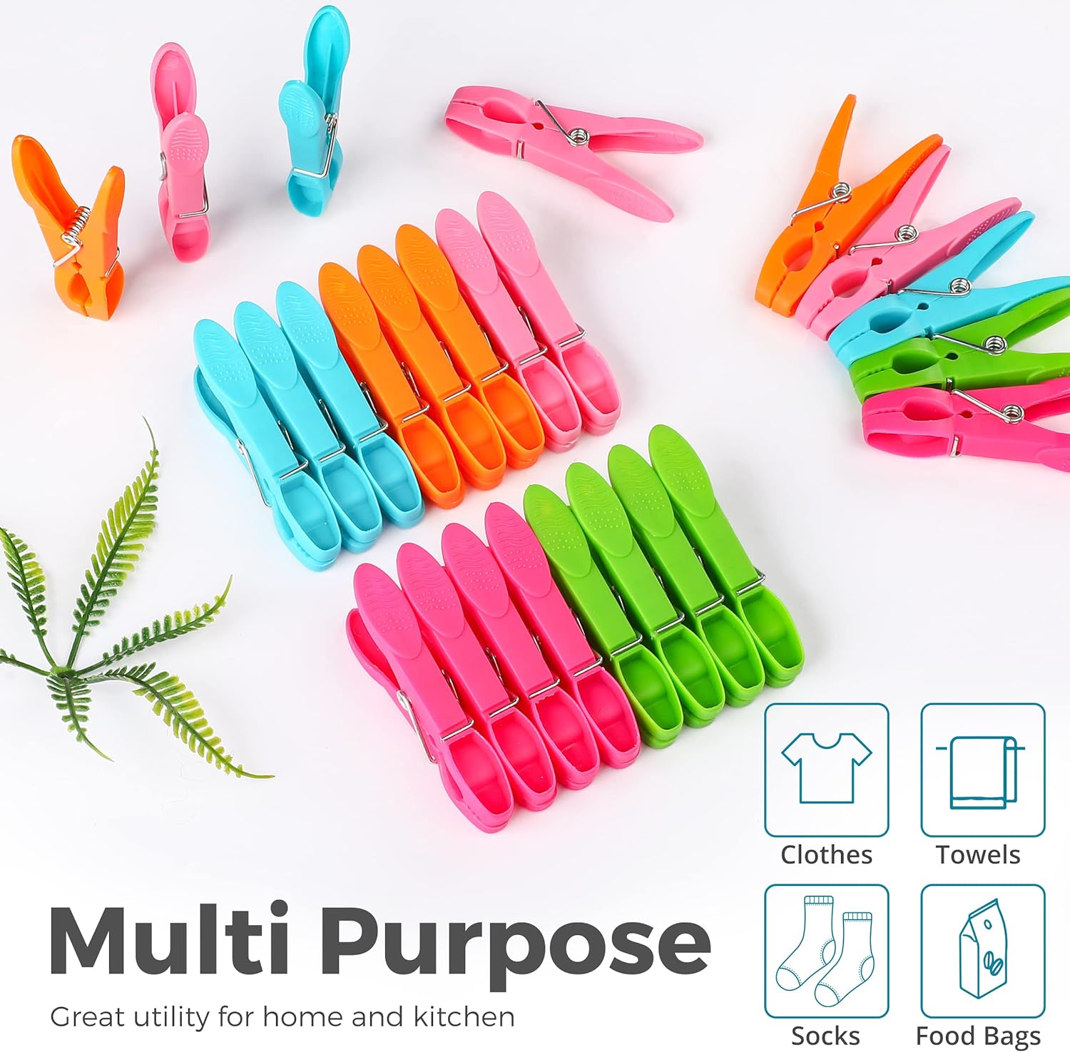 Clothes Pegs 25 Pack Colorful - Durable Clothes Pegs for Washing Line - Laundry Clips Rust Resistant Plastic Non Slip