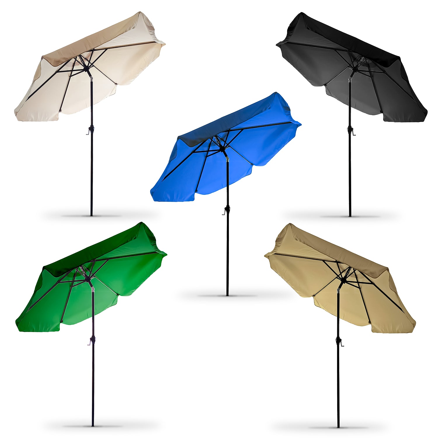 2.2m Aluminium Parasol Umbrella Garden Patio Table Tilt Sun Shade Canopy Large