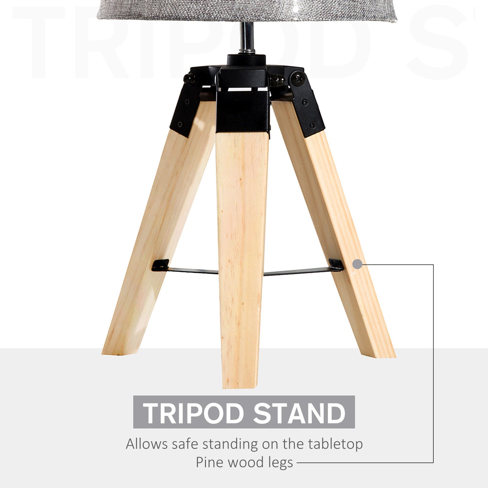 HOMCOM Tripod Table Lamp Living Room Night Lighting Bedside Desk D¨¦cor