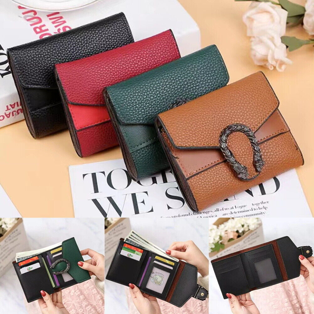 Women Short Small Money Purse Wallet Ladies Leather Folding Coin Card Holder UK