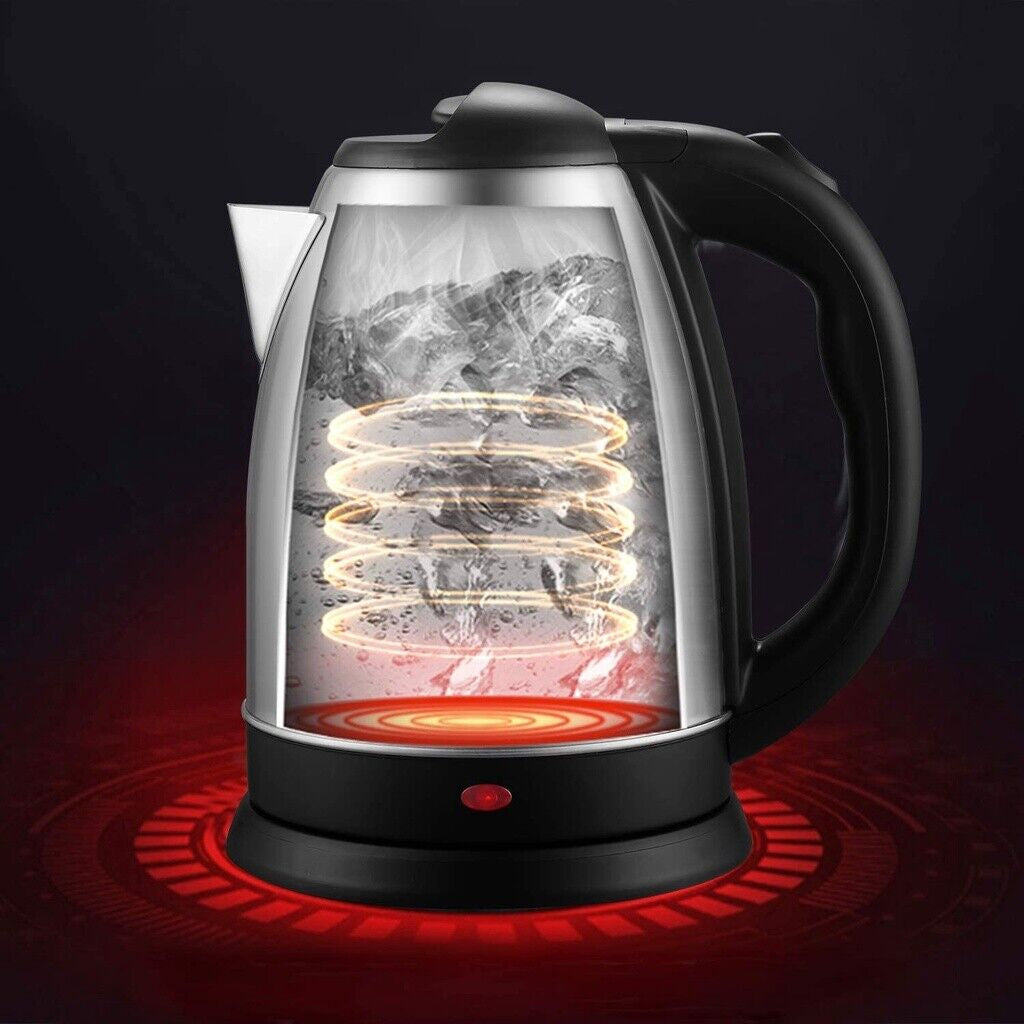 Electric Kettle Stainless Steel Cordless Jug 1.8L Overheat Protection - 1500W UK