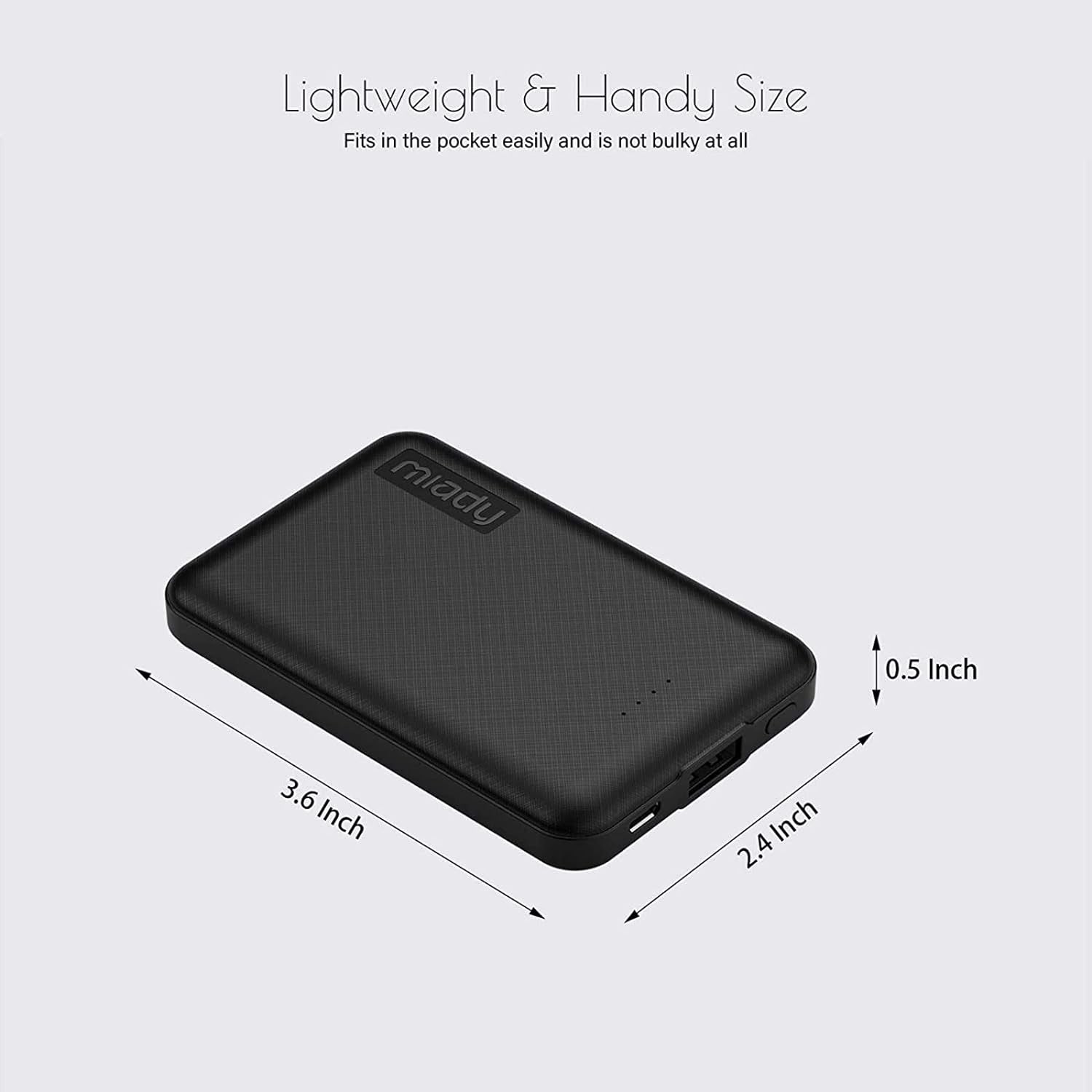 【2-Pack】  5000mAh Ultra Slim Portable Charger Power bank, 2.4A USB High-Speed Compact External Battery Pack Compatible with iPhone, iPad, Samsung, Nexus and more