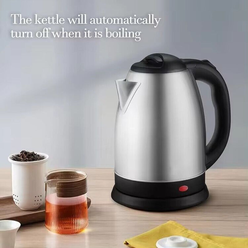 Electric Kettle Stainless Steel Cordless Jug 1.8L Overheat Protection - 1500W UK