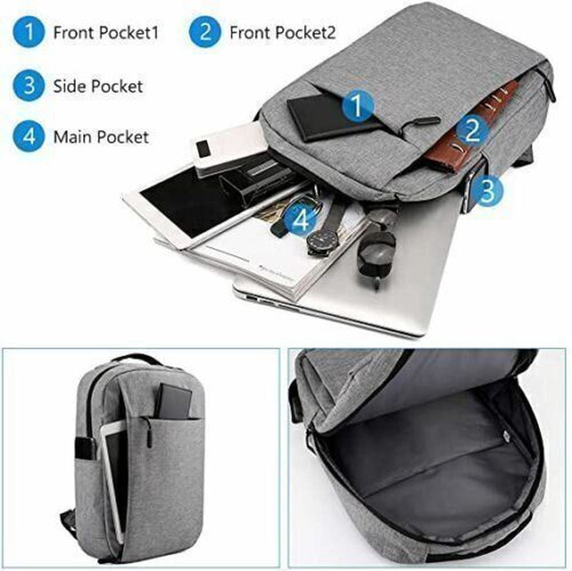 Mens Women Laptop Backpack Waterproof USB Rucksack Travel School Shoulder Bag