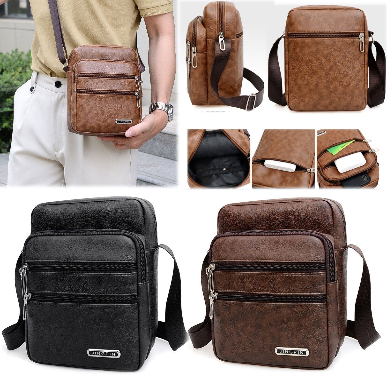 Men Small Laptop Messenger Bags Men's Leather Shoulder Bag Crossbody wallet bags