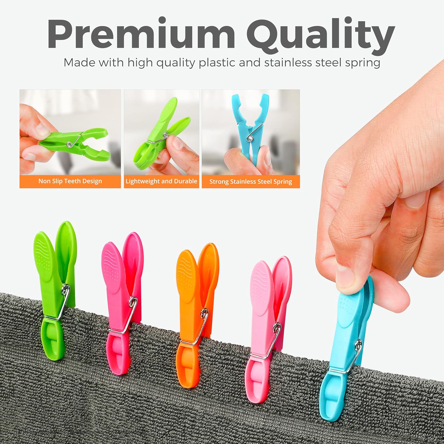 Clothes Pegs 25 Pack Colorful - Durable Clothes Pegs for Washing Line - Laundry Clips Rust Resistant Plastic Non Slip