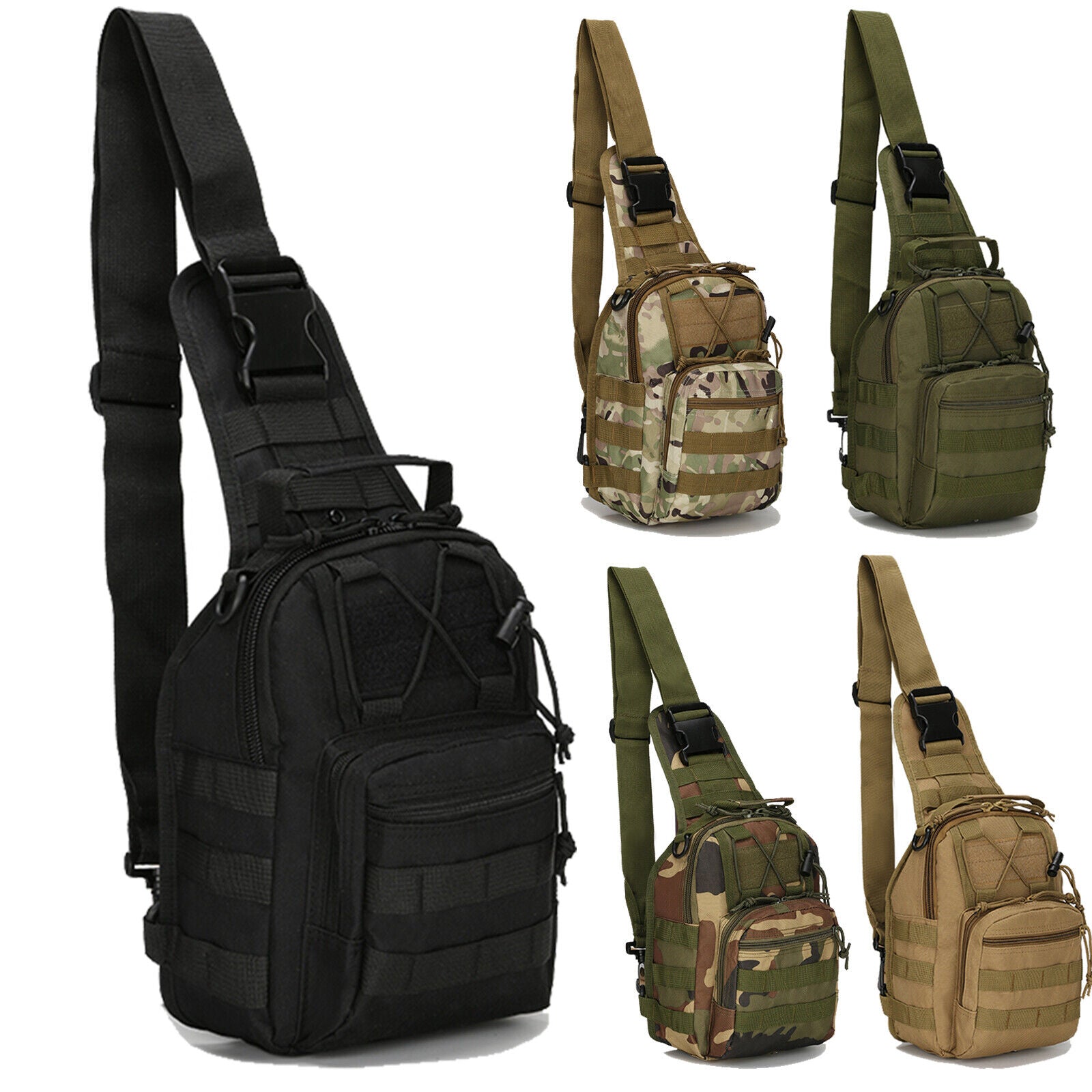 Mens Sling Backpack Molle Tactical Military Outdoor Travel Shoulder Chest Bag