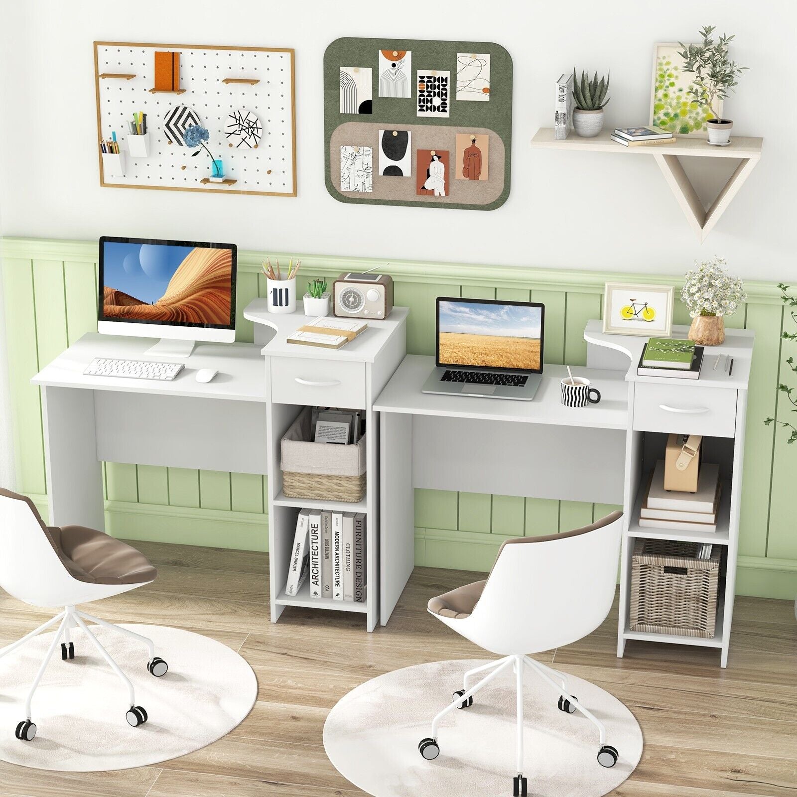 Computer Desk Modern Laptop PC Desk Writing Study Table with Drawer