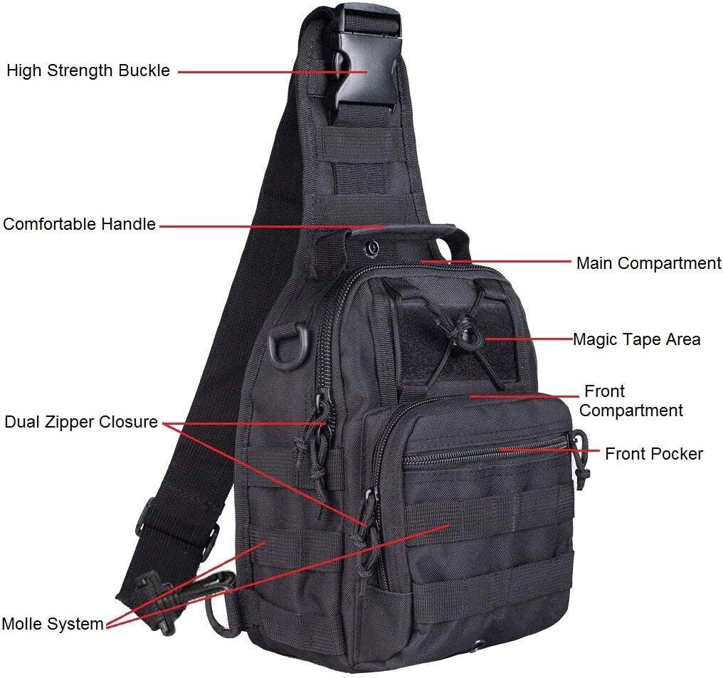 Mens Sling Backpack Molle Tactical Military Outdoor Travel Shoulder Chest Bag