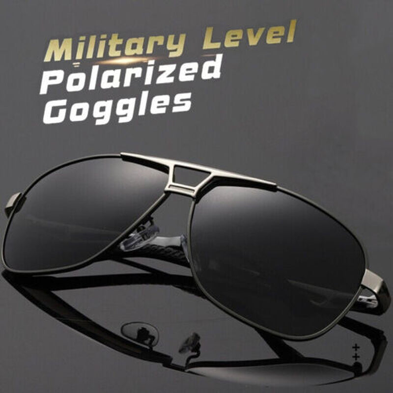 Mens Polarized Sunglasses Classic Black Pilot Style Sun Glasses UV400 Protection