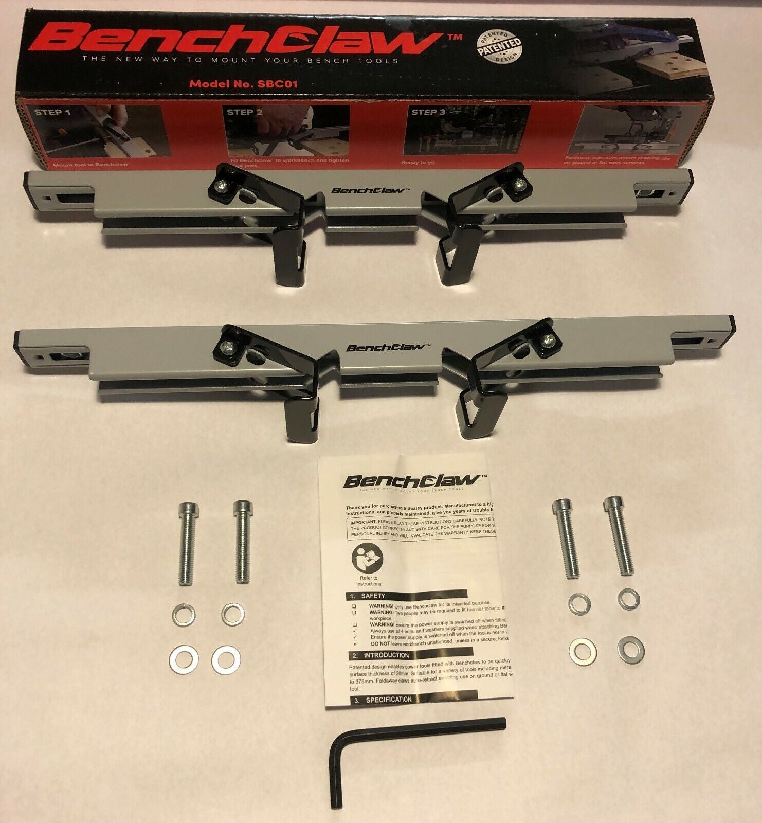 Work Bench Portable Clamps for mounting Power tools onto Workmate by Benchclaw