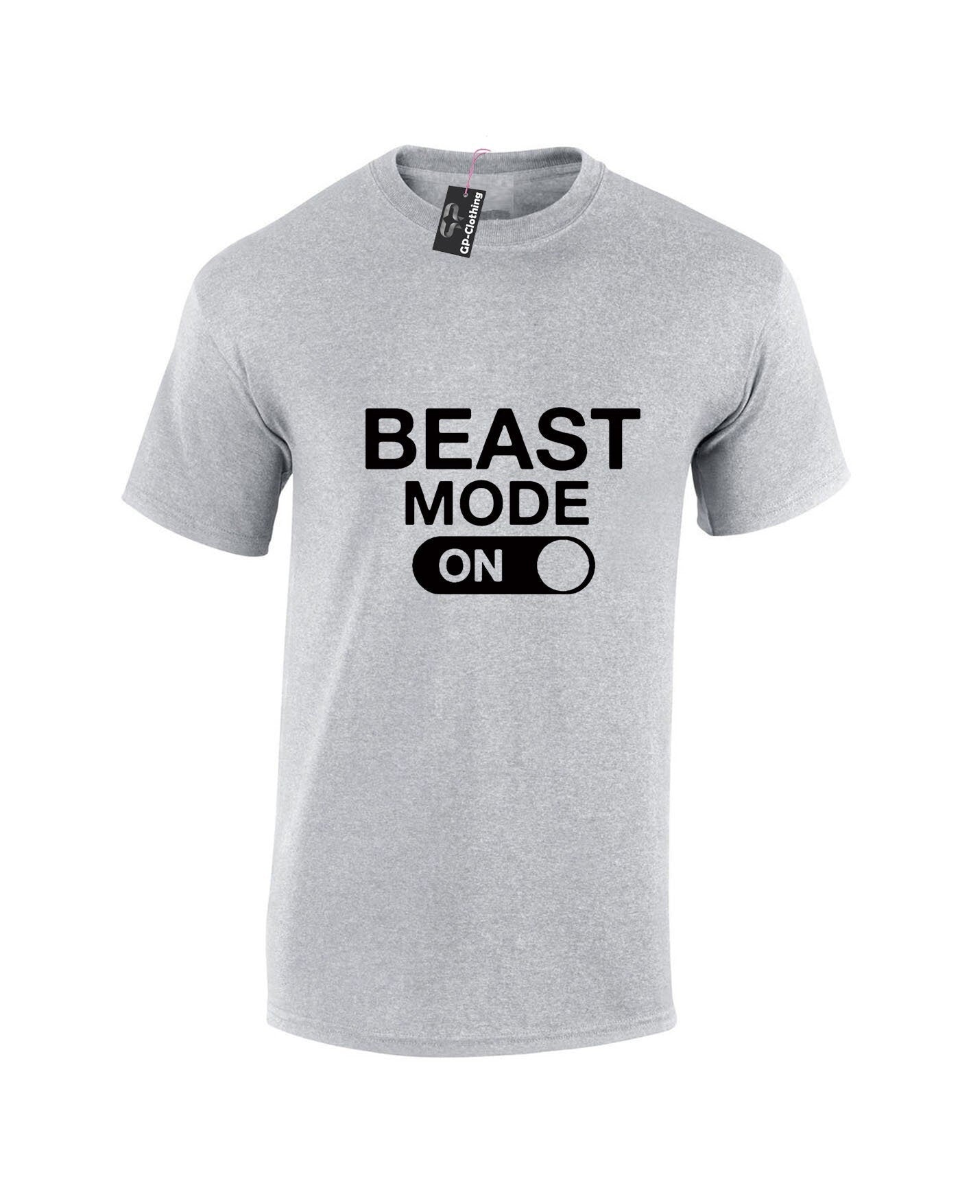 Beast mode on t shirt tshirt t-shirt tee shirt mens funny gym no pain no gain cardio training muscle motivation mma boxing top