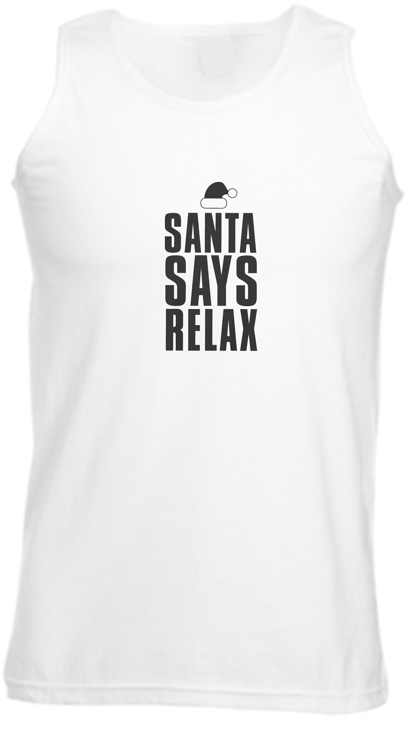 Womens santa says relax novelty christmas vest vests top tank gym workout exercise ladies xmas festive funny dope swag present mens unisex