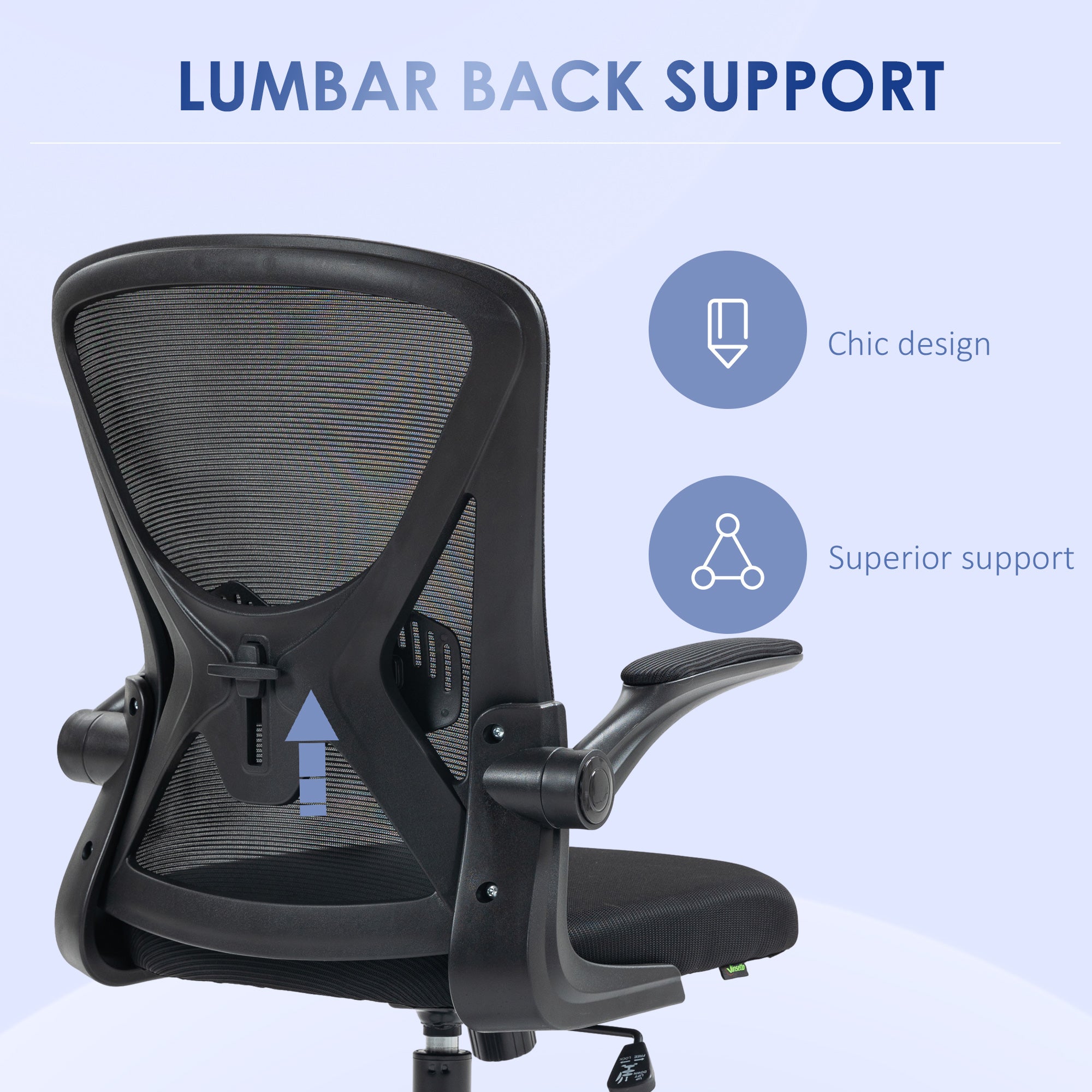  Chair with Flip-up Armrests Lumbar Back Support