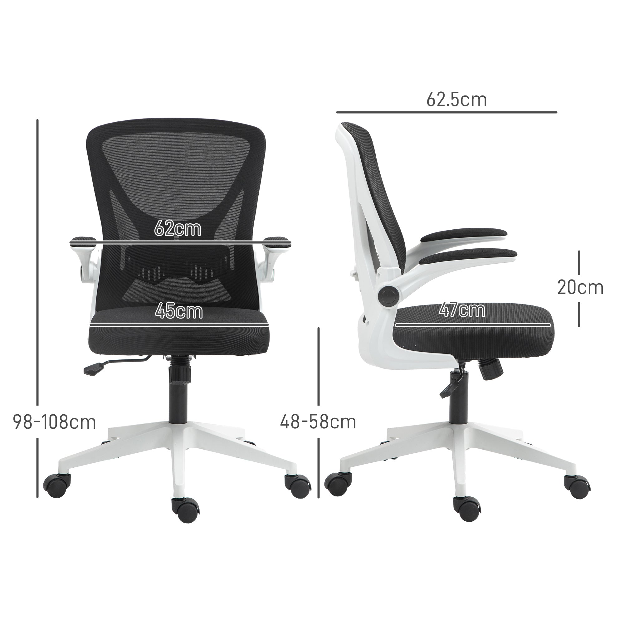  Chair with Flip-up Armrests Lumbar Back Support