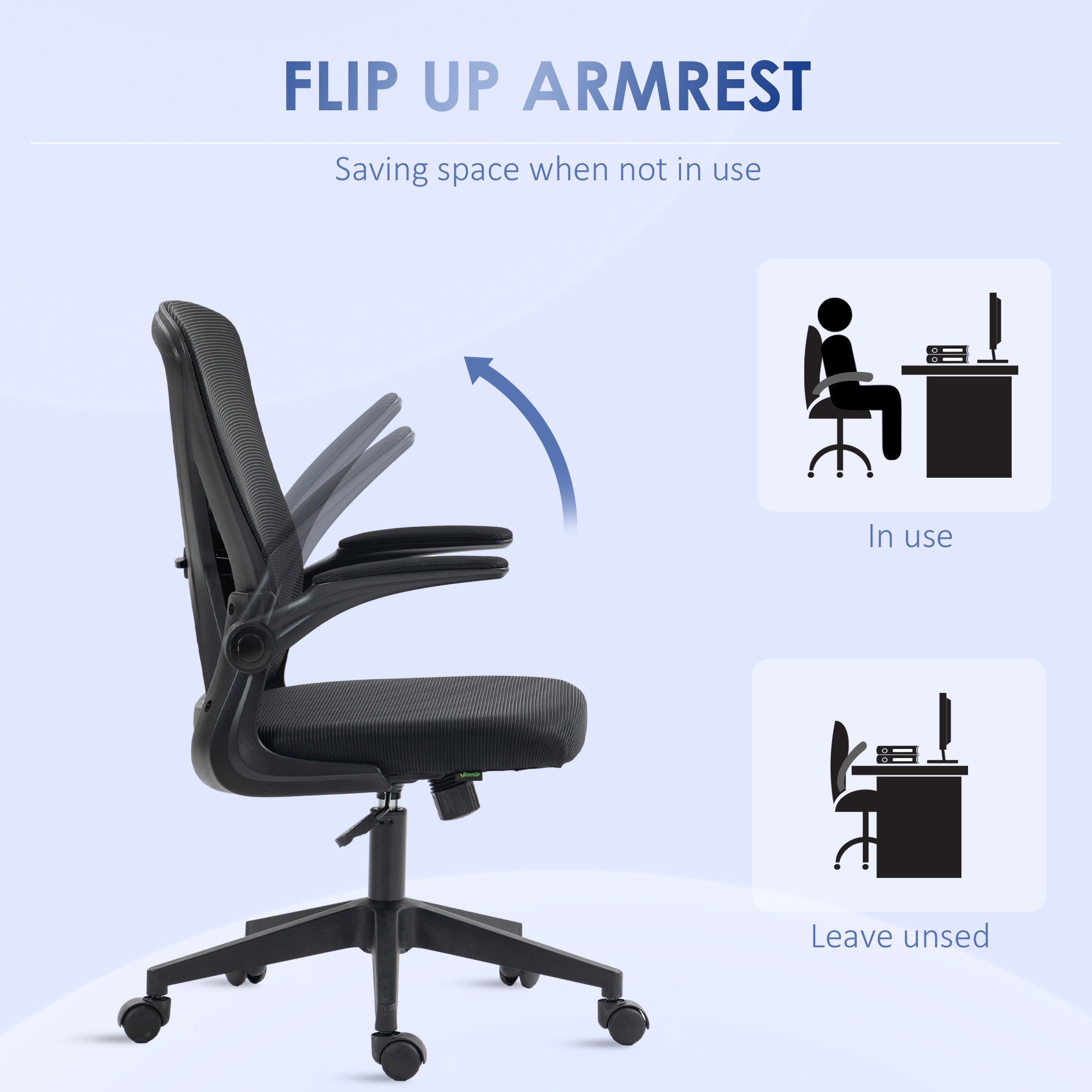  Chair with Flip-up Armrests Lumbar Back Support