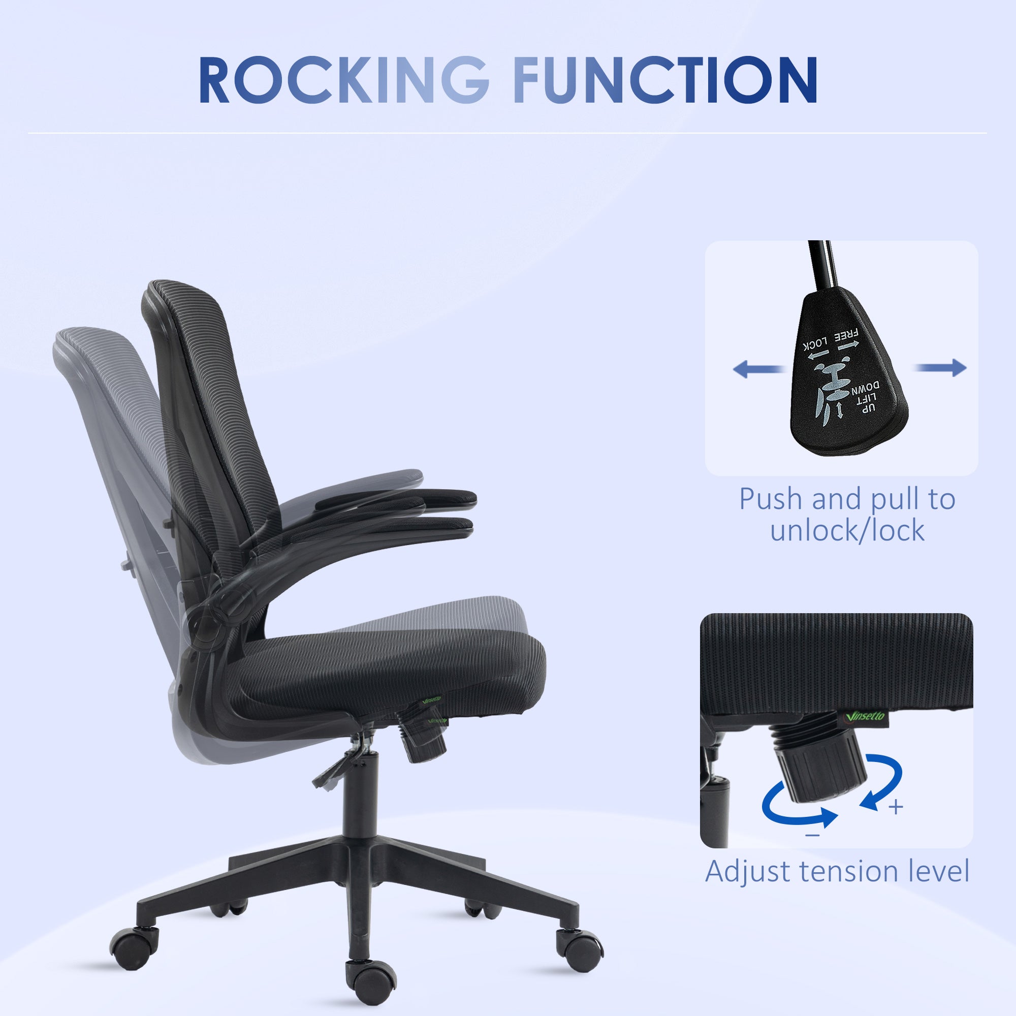  Chair with Flip-up Armrests Lumbar Back Support