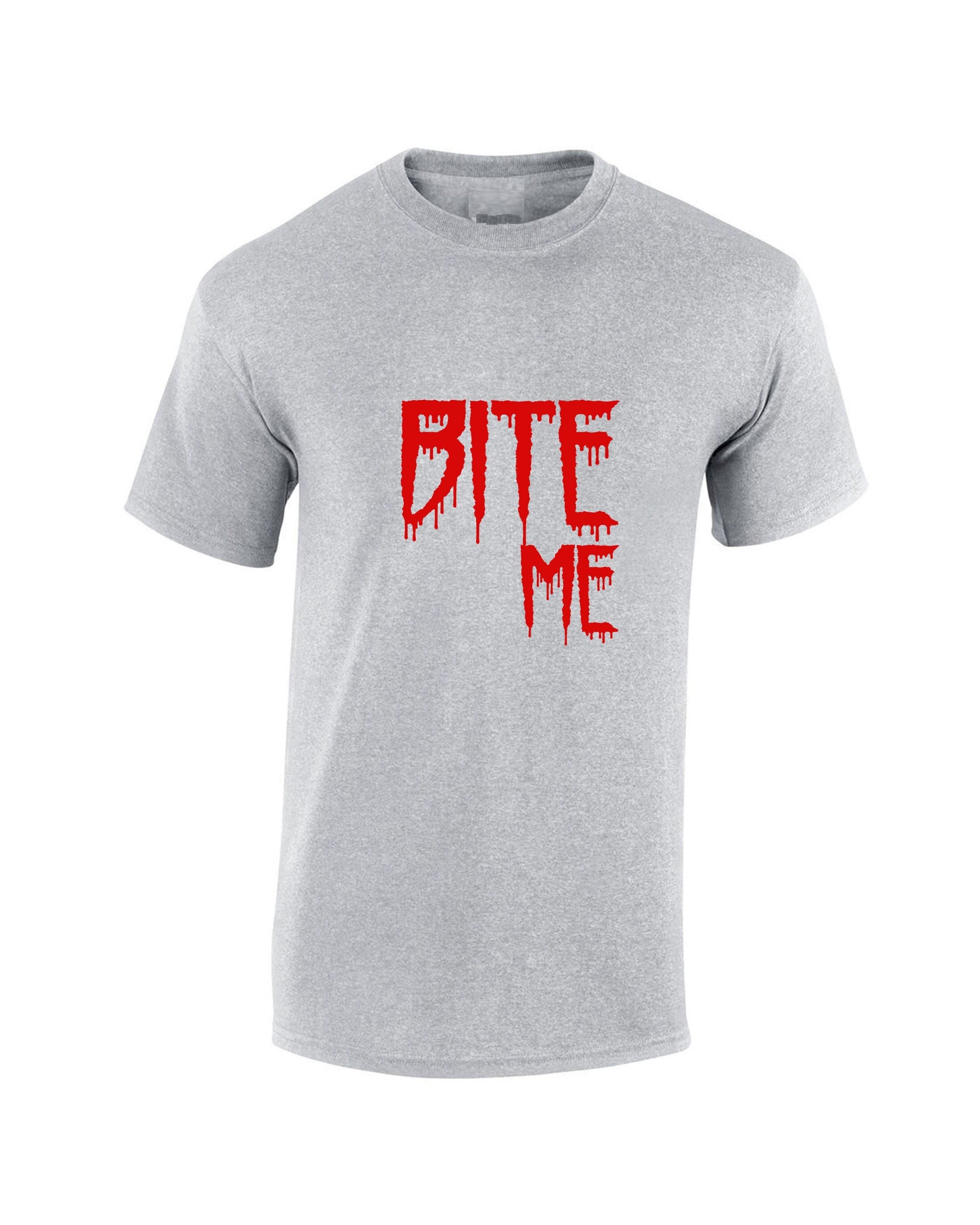 Bite me t shirt tshirt t-shirt tee shirt funny mens womens top halloween outfit valentines vampire top ladies unisex gf bf