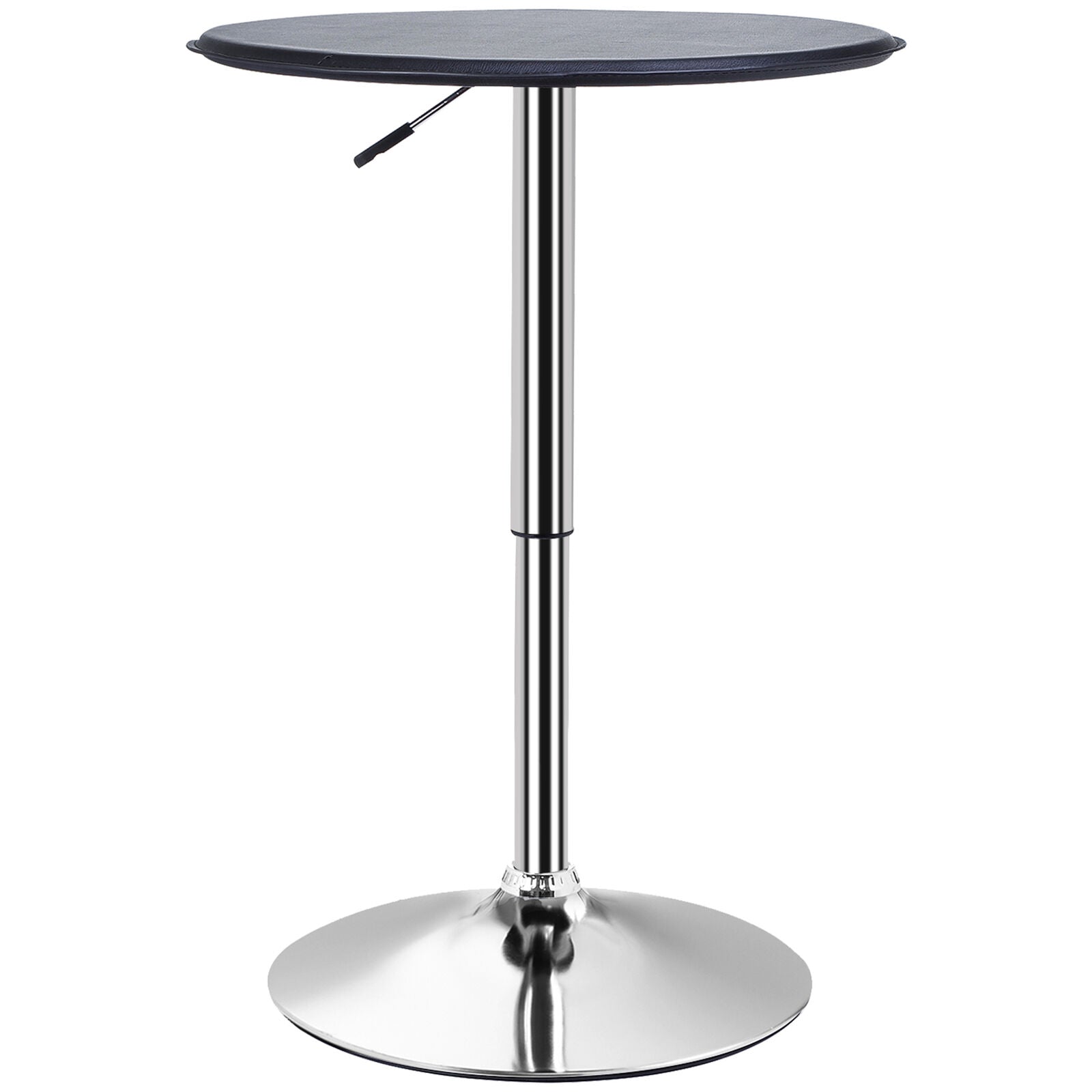 93cm Adjustable Round Bar Table w/ PVC Leather Steel Base Bistro Black