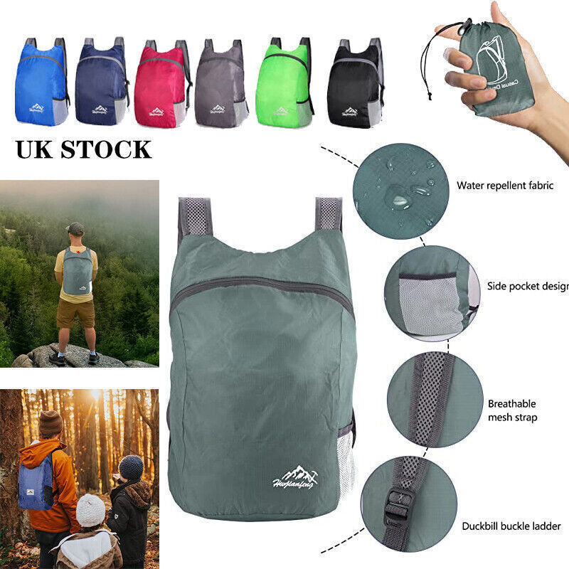 20L Hiking Camping Bag Large Foldable Backpack Outdoor Travel Luggage Rucksack