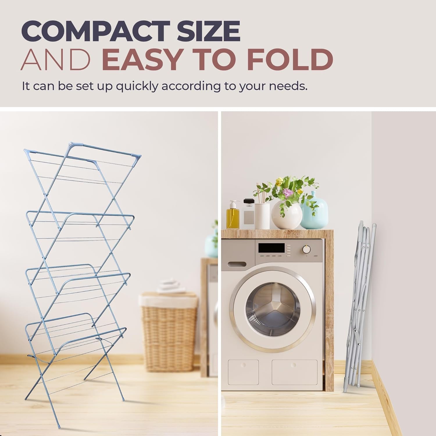 Indoor Clothes Airer - 4 Tier Folding Laundry Maiden Rack, Clothes Drying Rack, Dryer Rack, Clothes Horse - Perfect for Airing Clothes, Foldable, Compact and Sutiable For Outdoor