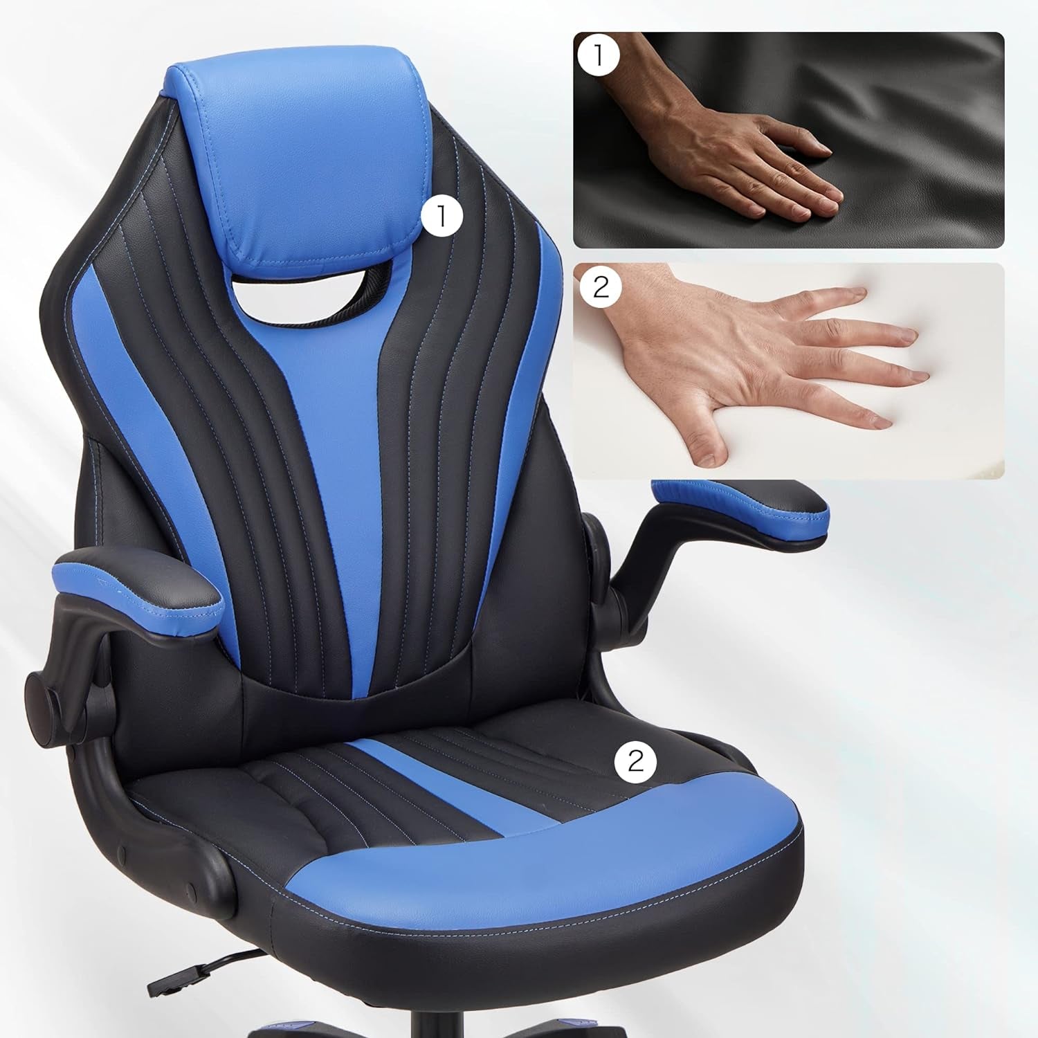 .Gaming chair Office chair Swivel chair Computer chair Work chair Desk chair Ergonomic Chair Racing chair Leather chair PC gaming chair (Blue)