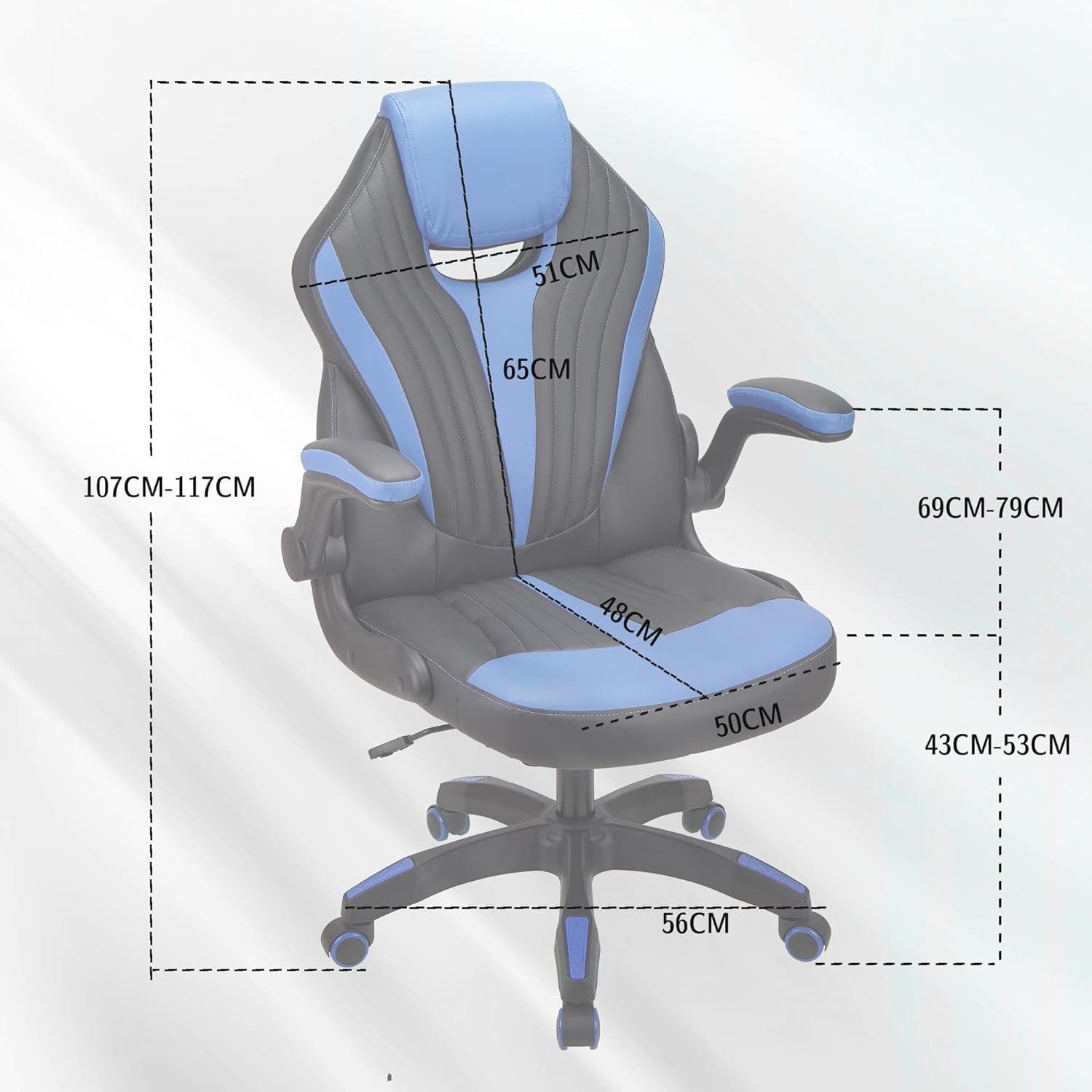 .Gaming chair Office chair Swivel chair Computer chair Work chair Desk chair Ergonomic Chair Racing chair Leather chair PC gaming chair (Blue)