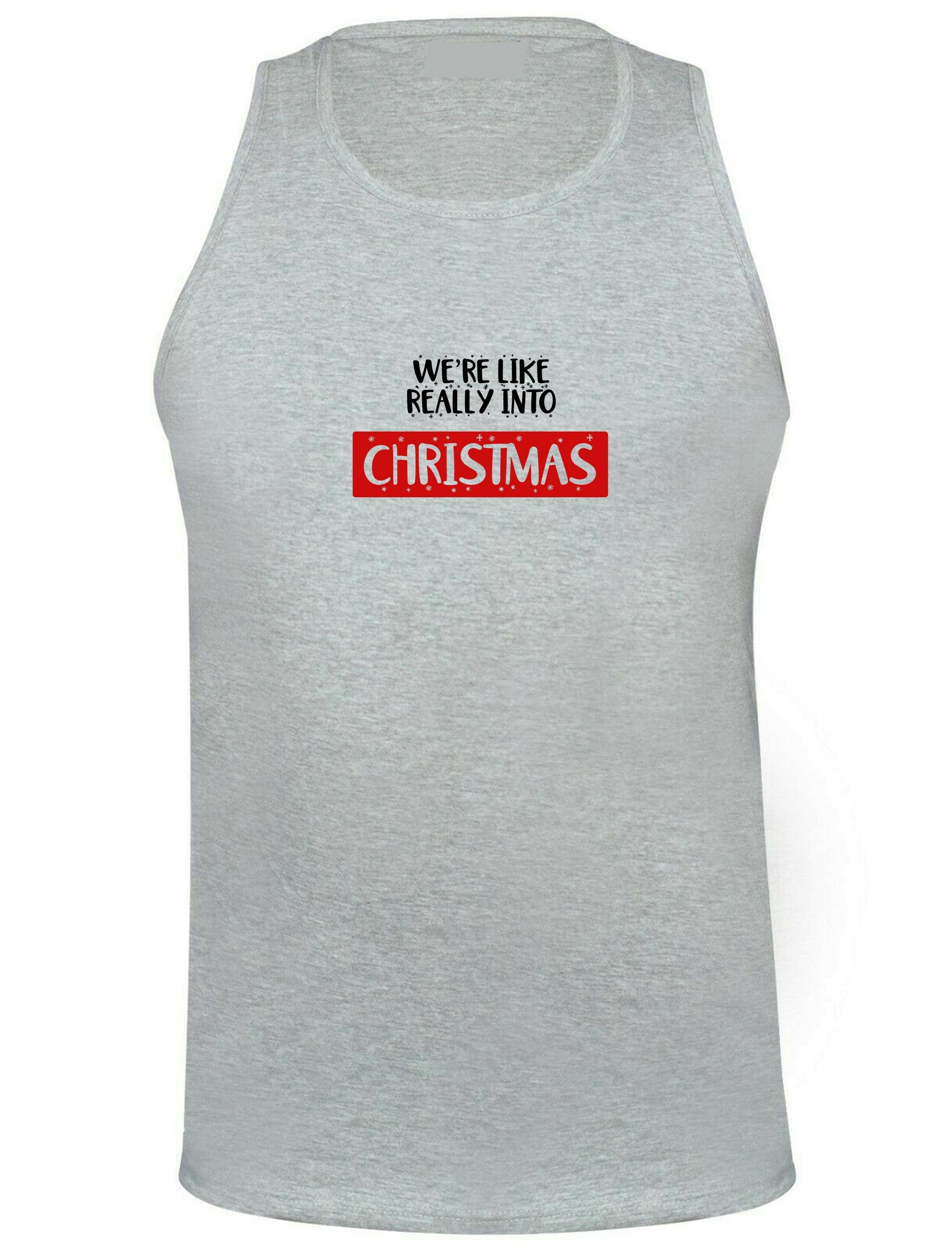 We're like really into christmas funny vest vests top tank gym workout exercise yoga present gift unisex xmas top trending