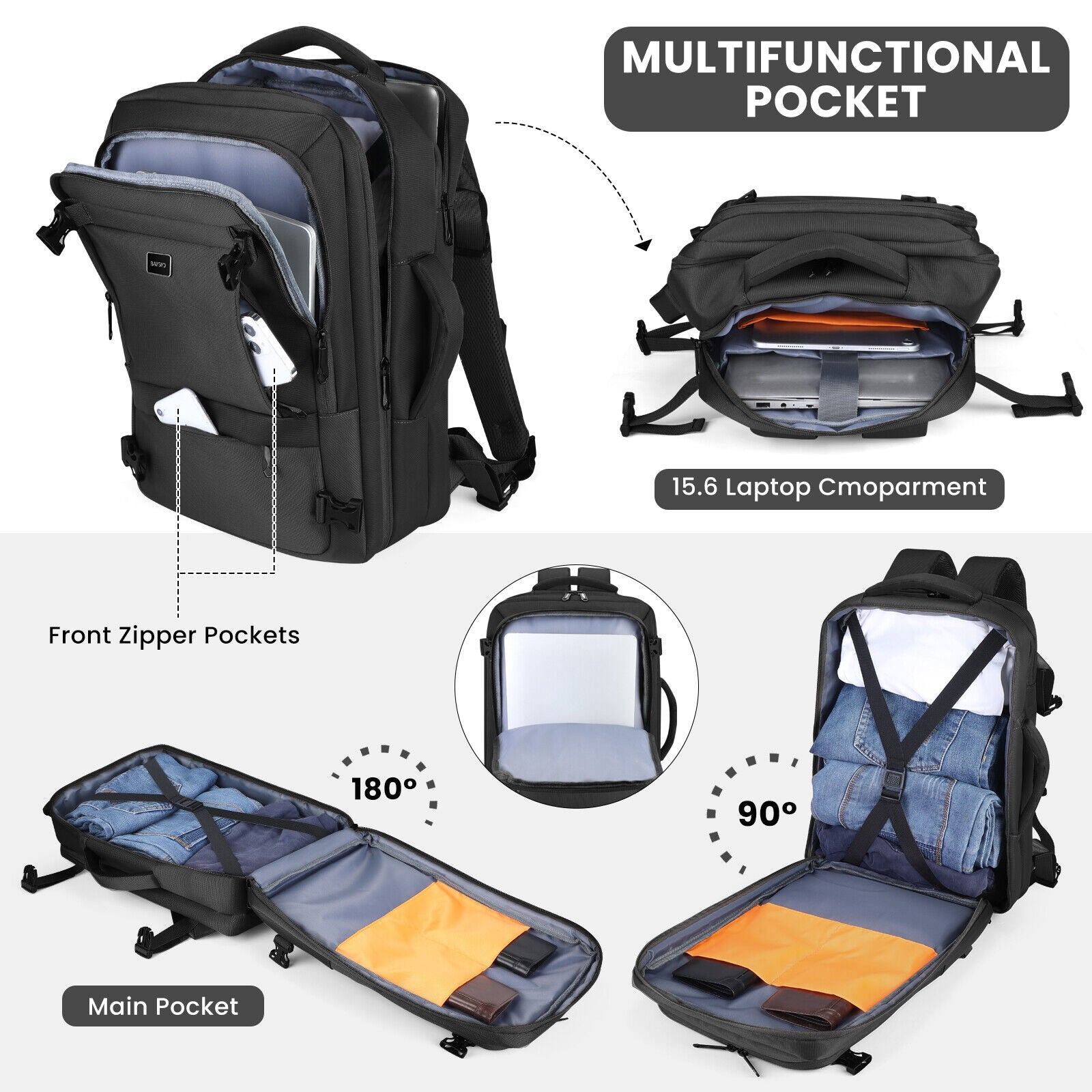 Men Women Laptop Briefcase Waterproof Large Travel Rucksack School Bag