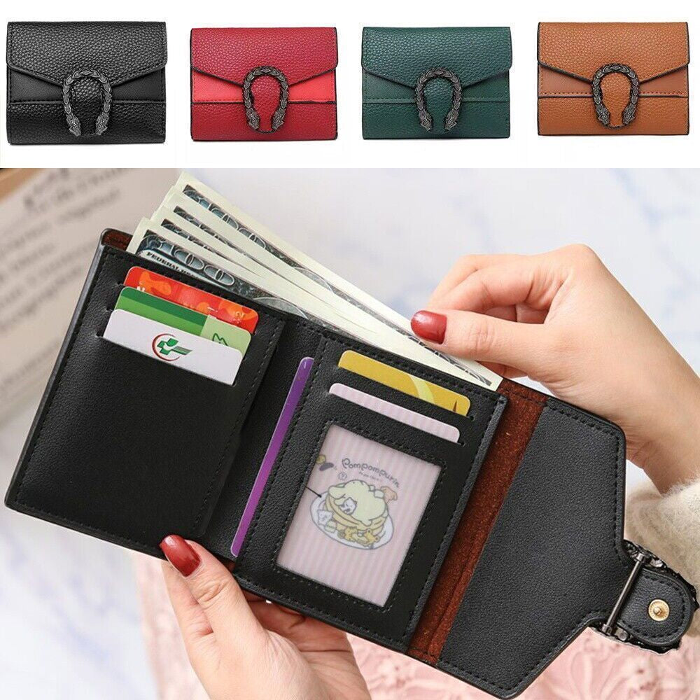 Women Short Small Money Purse Wallet Ladies Leather Folding Coin Card Holder UK