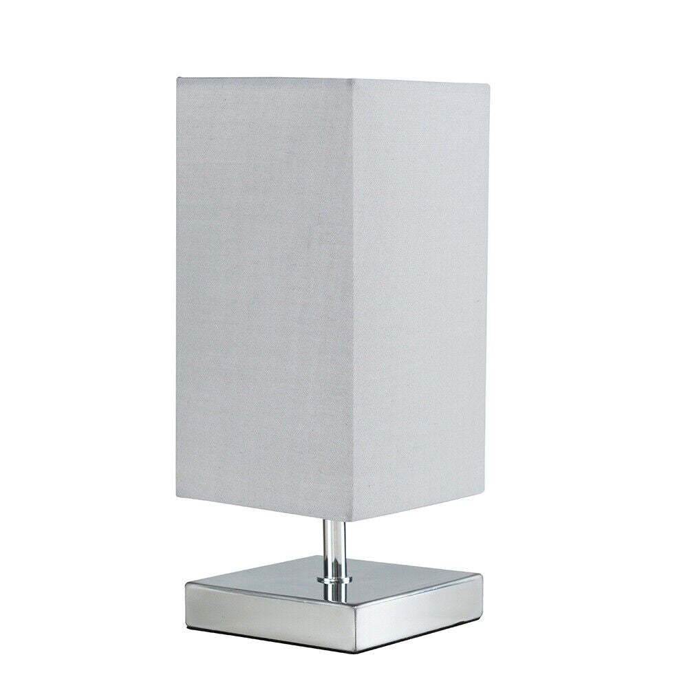 Chrome Square Touch Bedside Table Lamp  30CM Dimmable Lounge Light LED Bulb