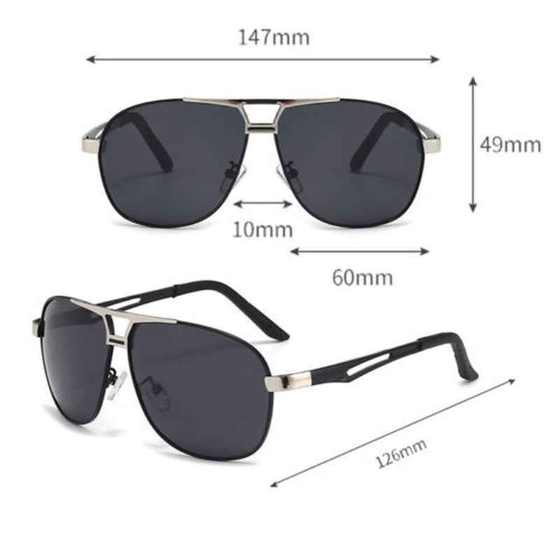 Mens Polarized Sunglasses Classic Black Pilot Style Sun Glasses UV400 Protection