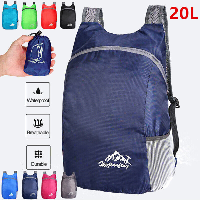 20L Hiking Camping Bag Large Foldable Backpack Outdoor Travel Luggage Rucksack