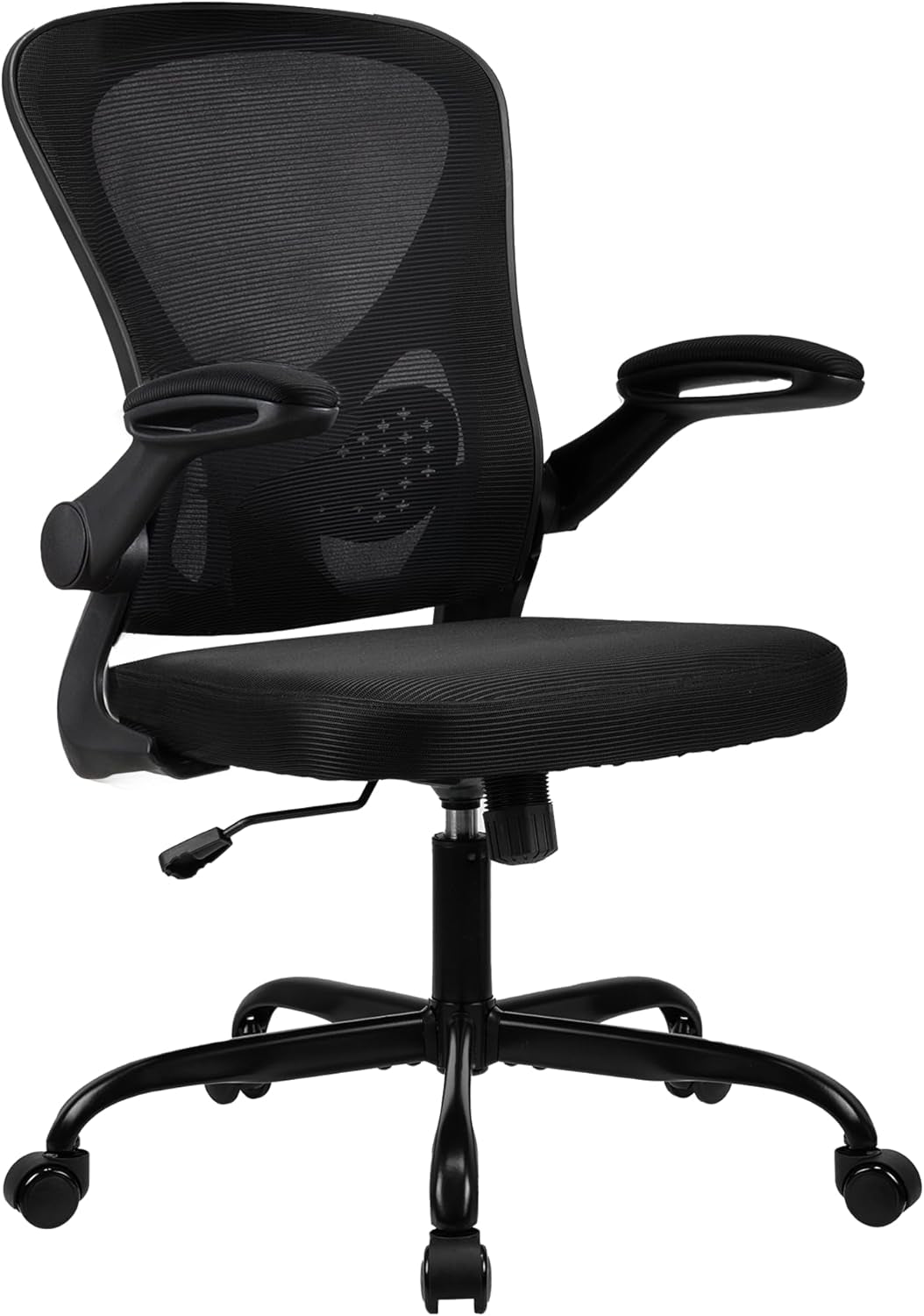 . adjustable office chair,ergonomic mesh swivel chair,office chair,desk chair,lumbar support,height adjustable,360°swivel rocking function,with 90° flip armrests,mesh back office chair (Black)