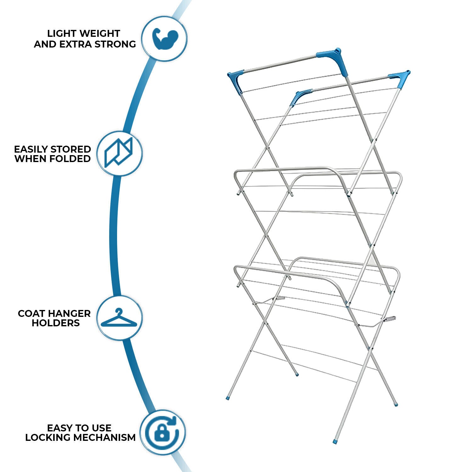 3 Tier Clothes Dryer Airer Foldable Laundry Rack Washing Line Drying Horse 14m