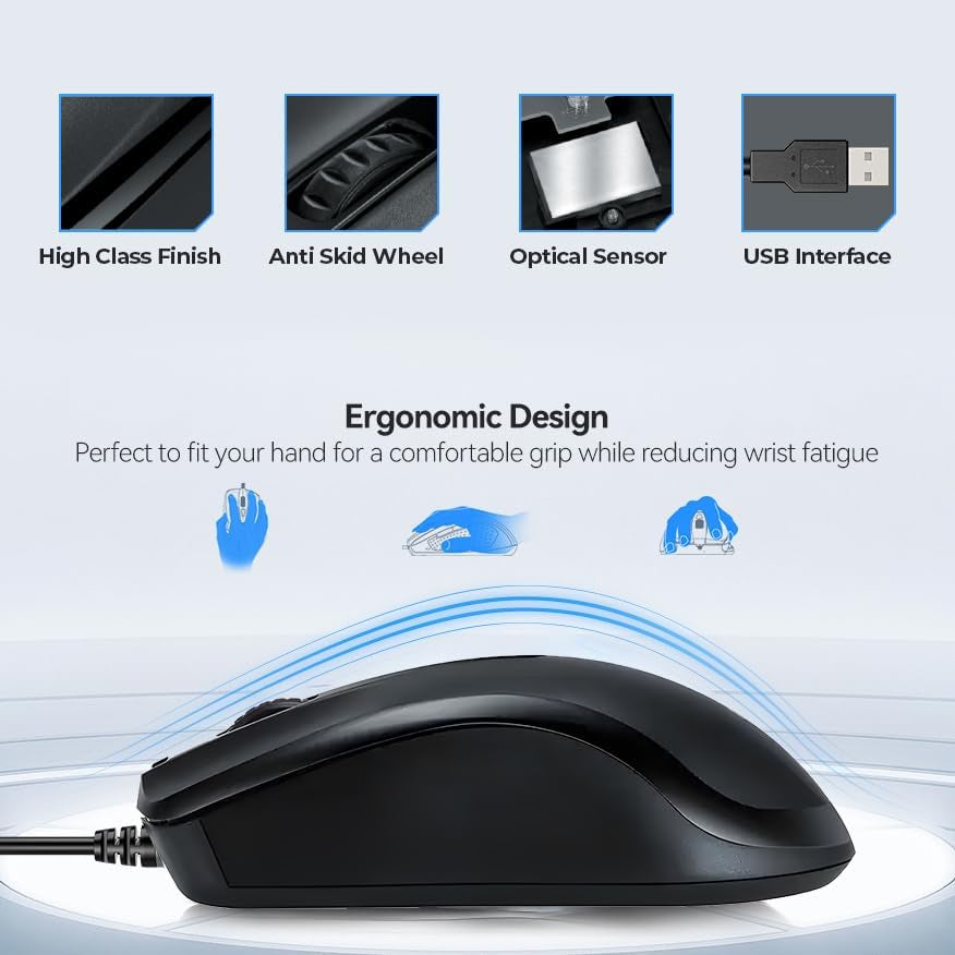  Mouse With 3.0 Usb Mouse  With 1.28M Cable, Optical Mouse Usb Computer Mouse For Laptop & Computer