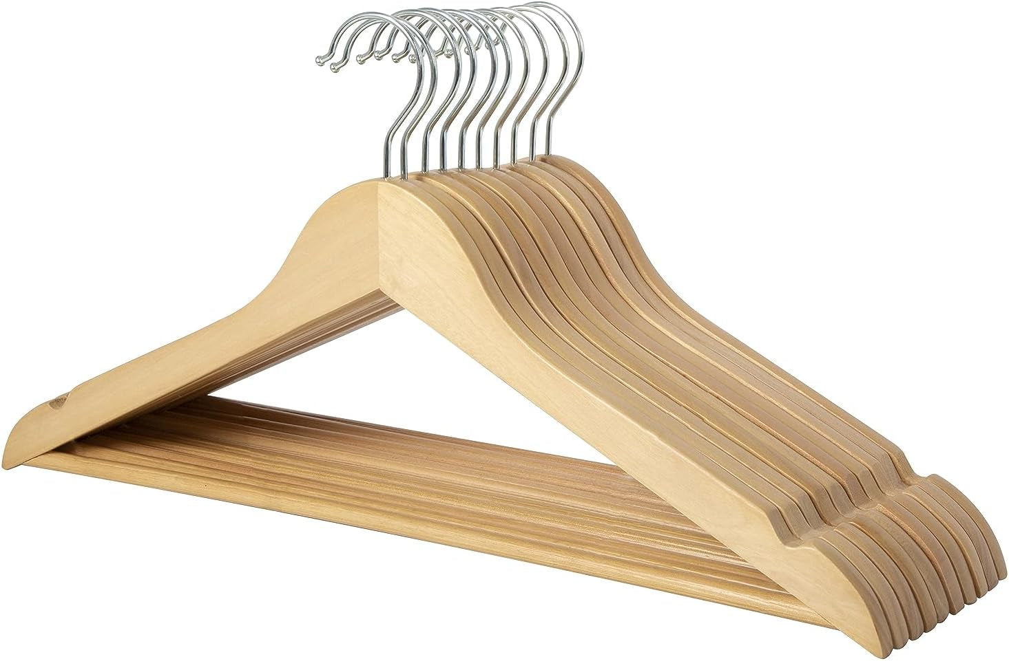 Wood Suit Clothes Hangers, 10-Pack, 44 cm, Natural