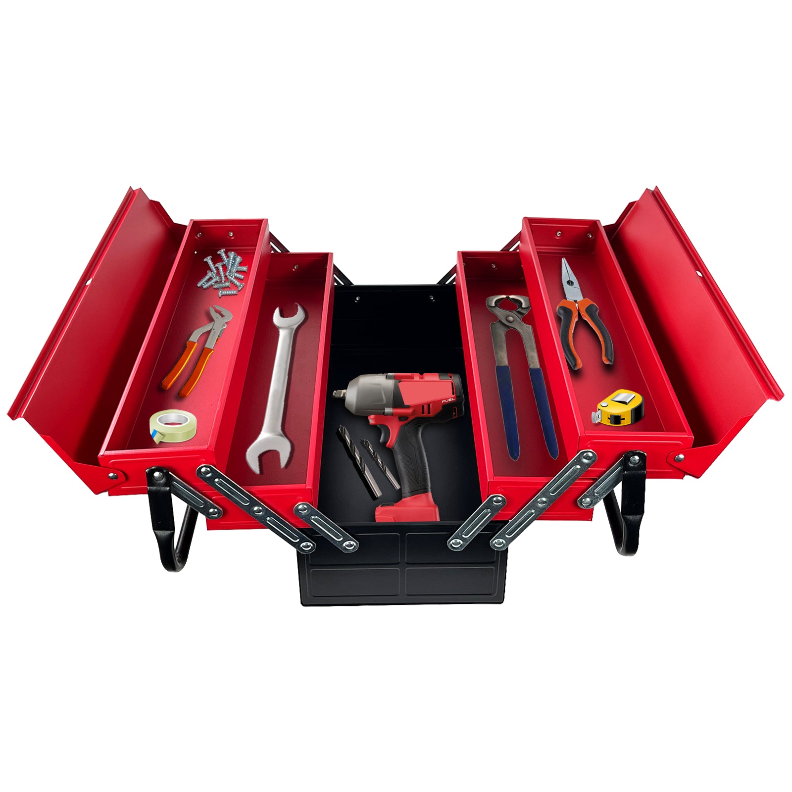 Heavy Duty 25" 530mm Metal Cantilever 5 Tray Toolbox Storage Tool Box Red New