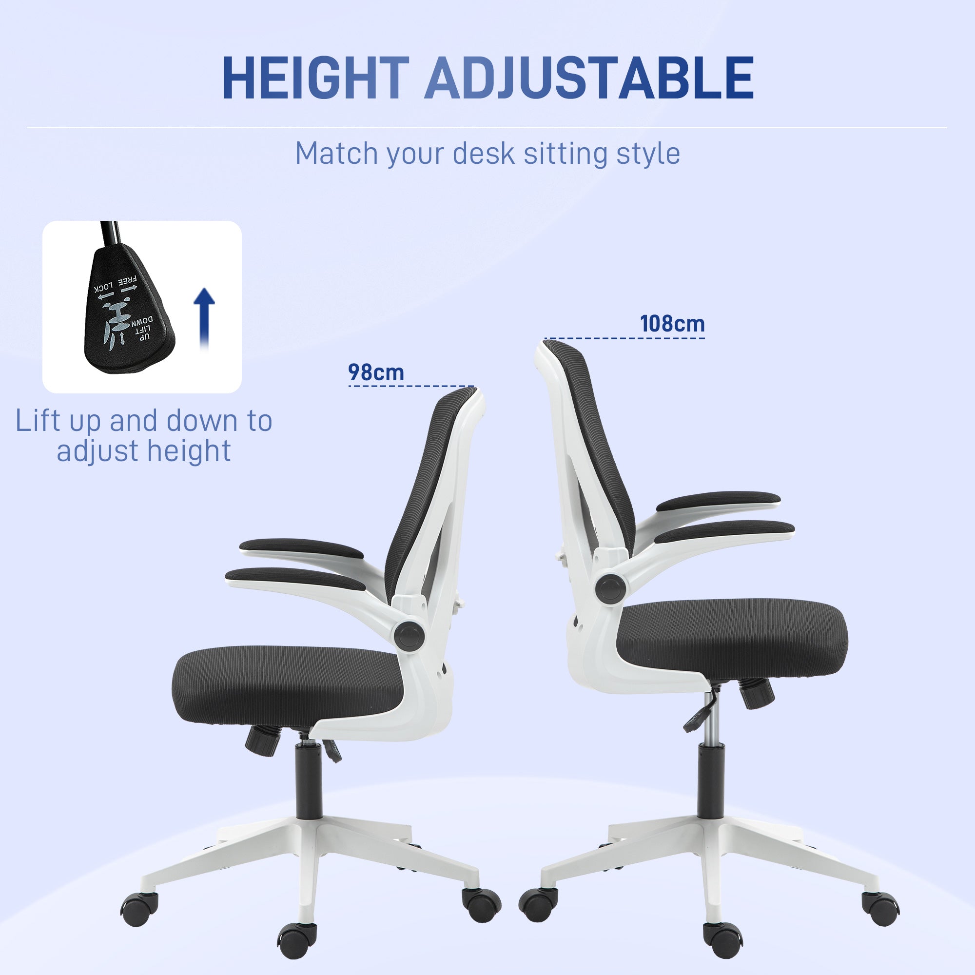  Chair with Flip-up Armrests Lumbar Back Support