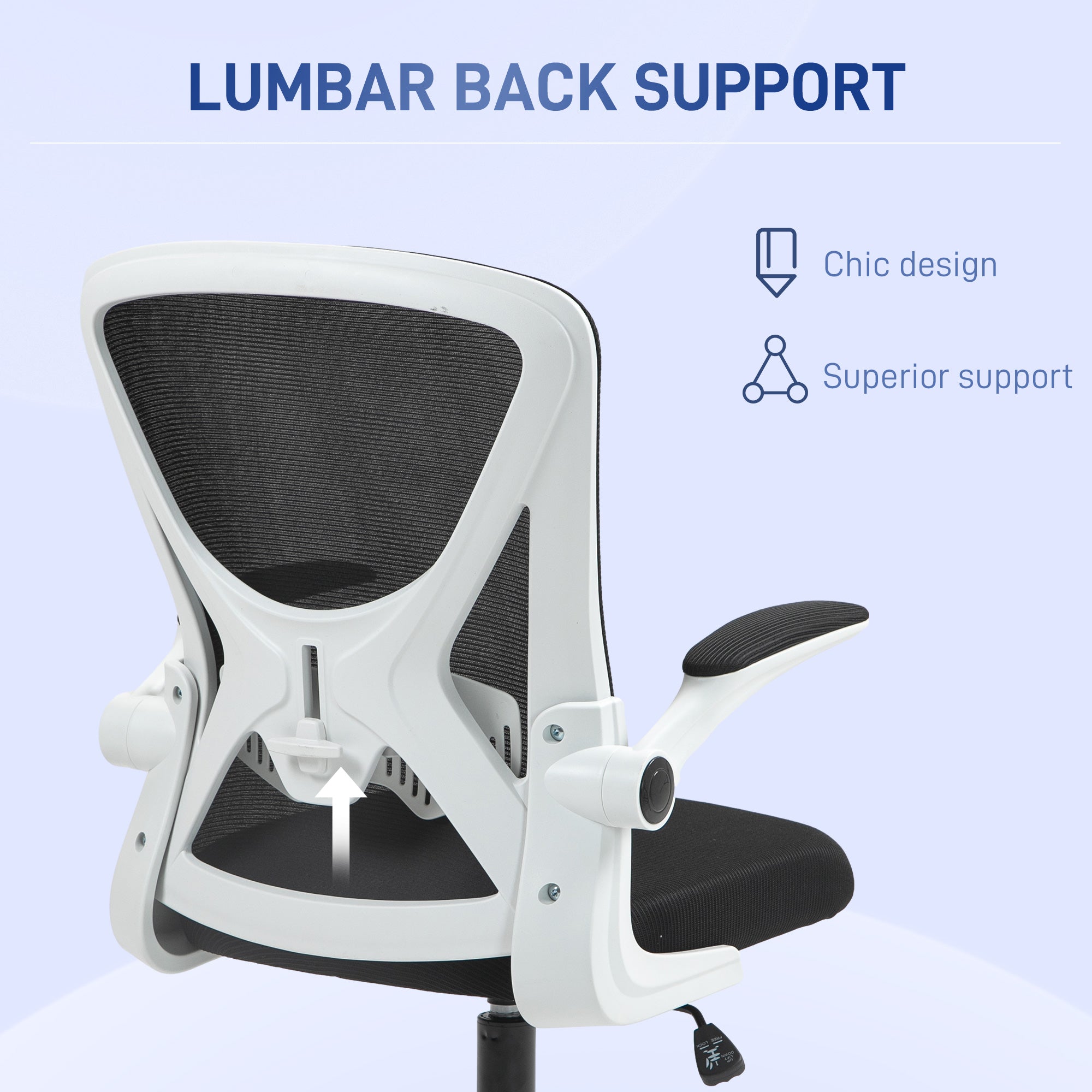  Chair with Flip-up Armrests Lumbar Back Support