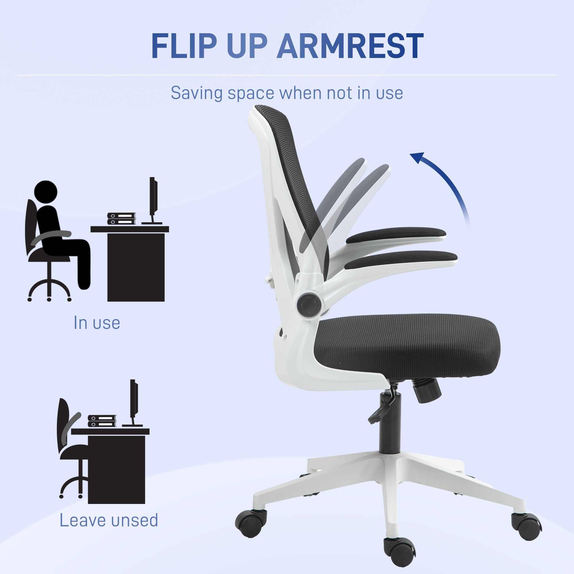  Chair with Flip-up Armrests Lumbar Back Support