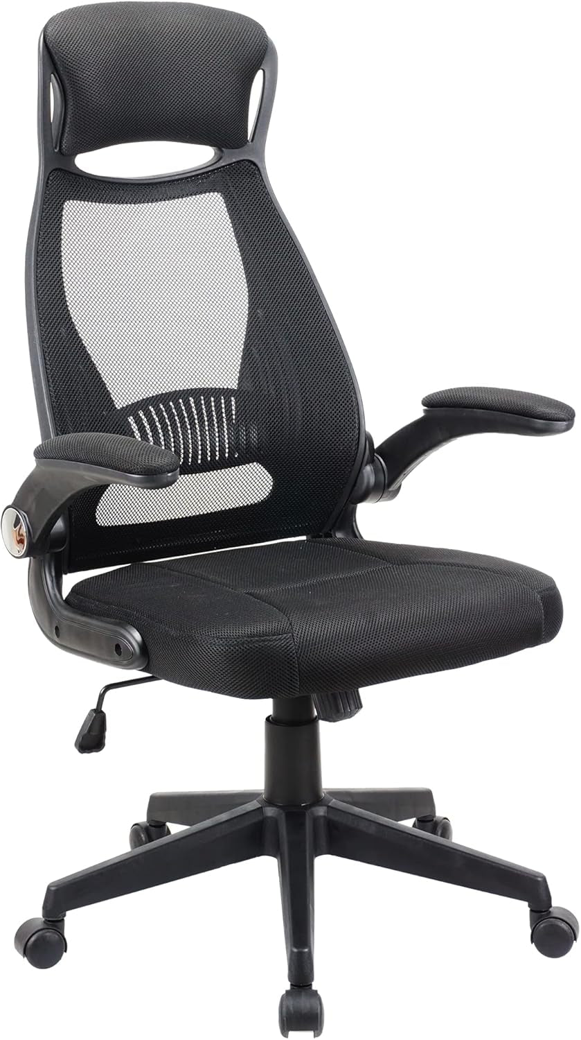 .Ergonomic Desk Chair, Swivel Chair With Adjustable Lumbar Support, Headrest And Armrest, Height Adjustment and Rocker Function, Back-Friendly Office Chair Black