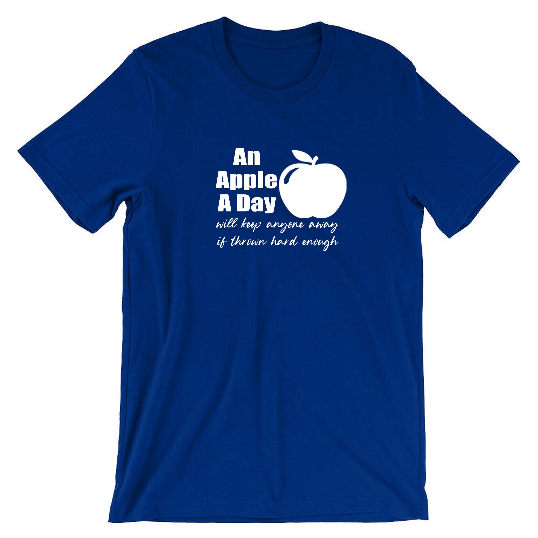 An apple a day will keep anyone away if thrown hard enough Funny Doctors Birthday Gift Ladies Mens T-shirt Tshirt T Shirt Tee Shirt Joke