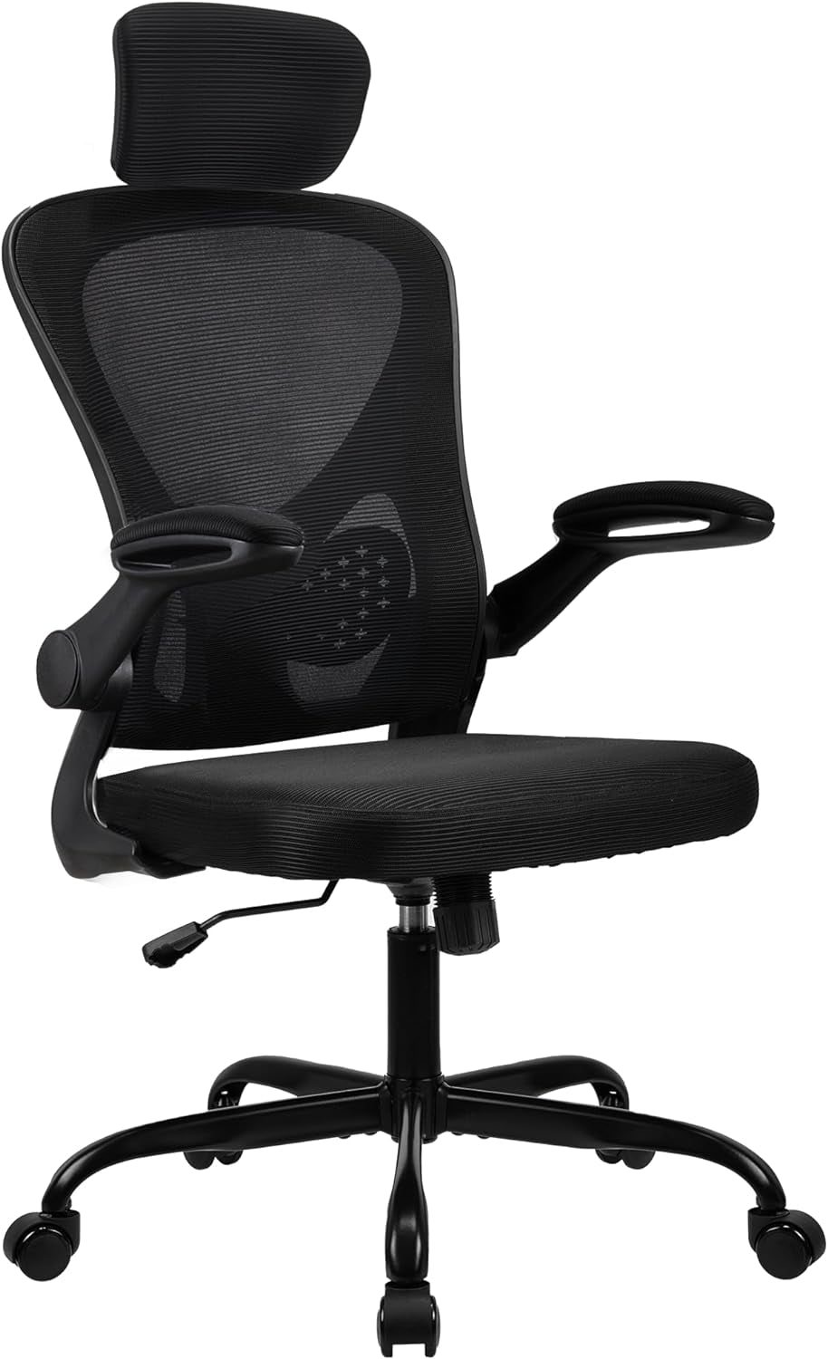 . adjustable office chair,ergonomic mesh swivel chair,office chair,desk chair,lumbar support,height adjustable,360°swivel rocking function,with 90° flip armrests,mesh back office chair (Black)