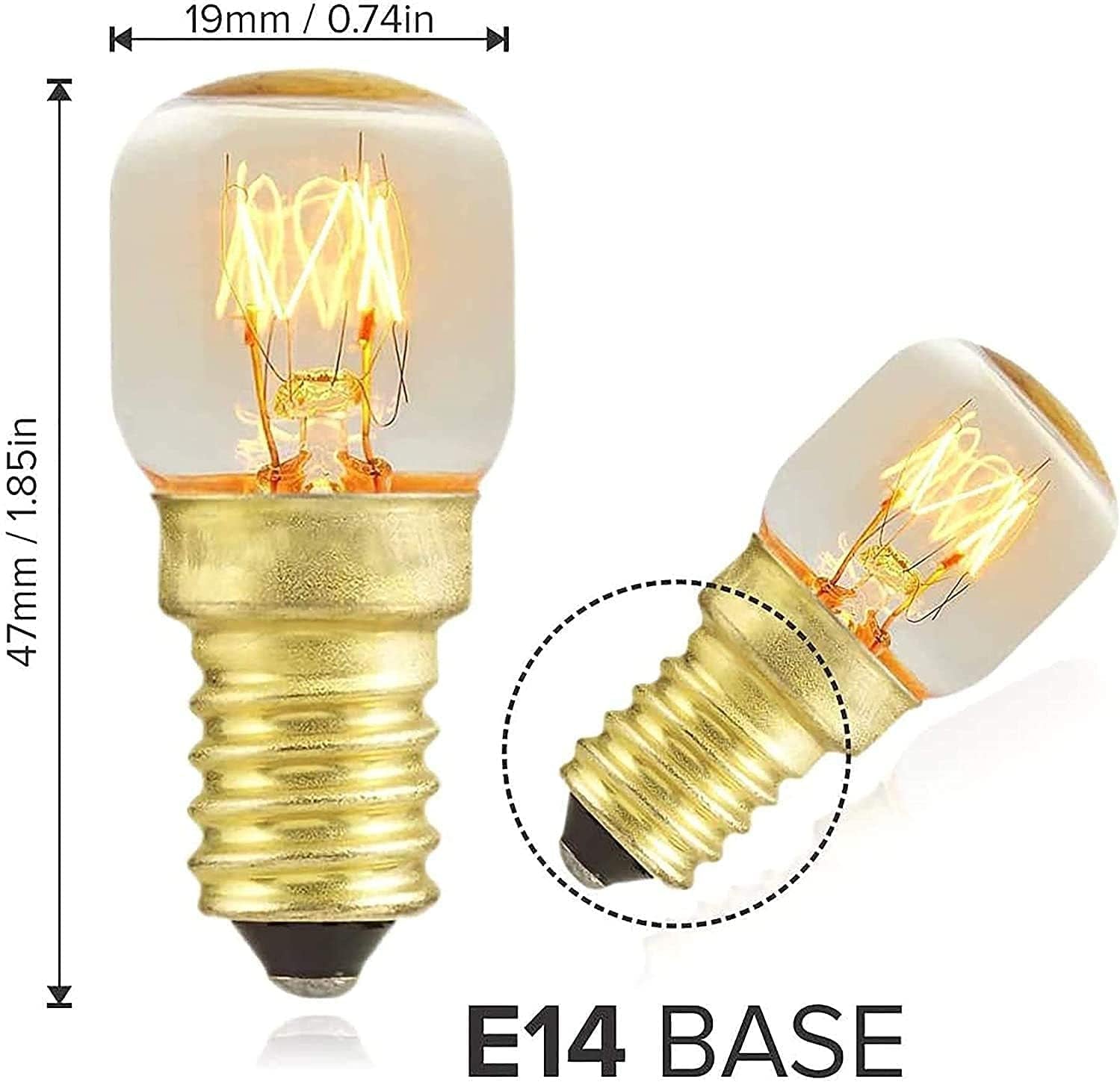 Salt Lamp Bulbs 15w E14 (Pack of 4) for Oven <300°C, Fridge, Multipurpose Pygmy Appliance SES Incandescent dimmable Bulbs